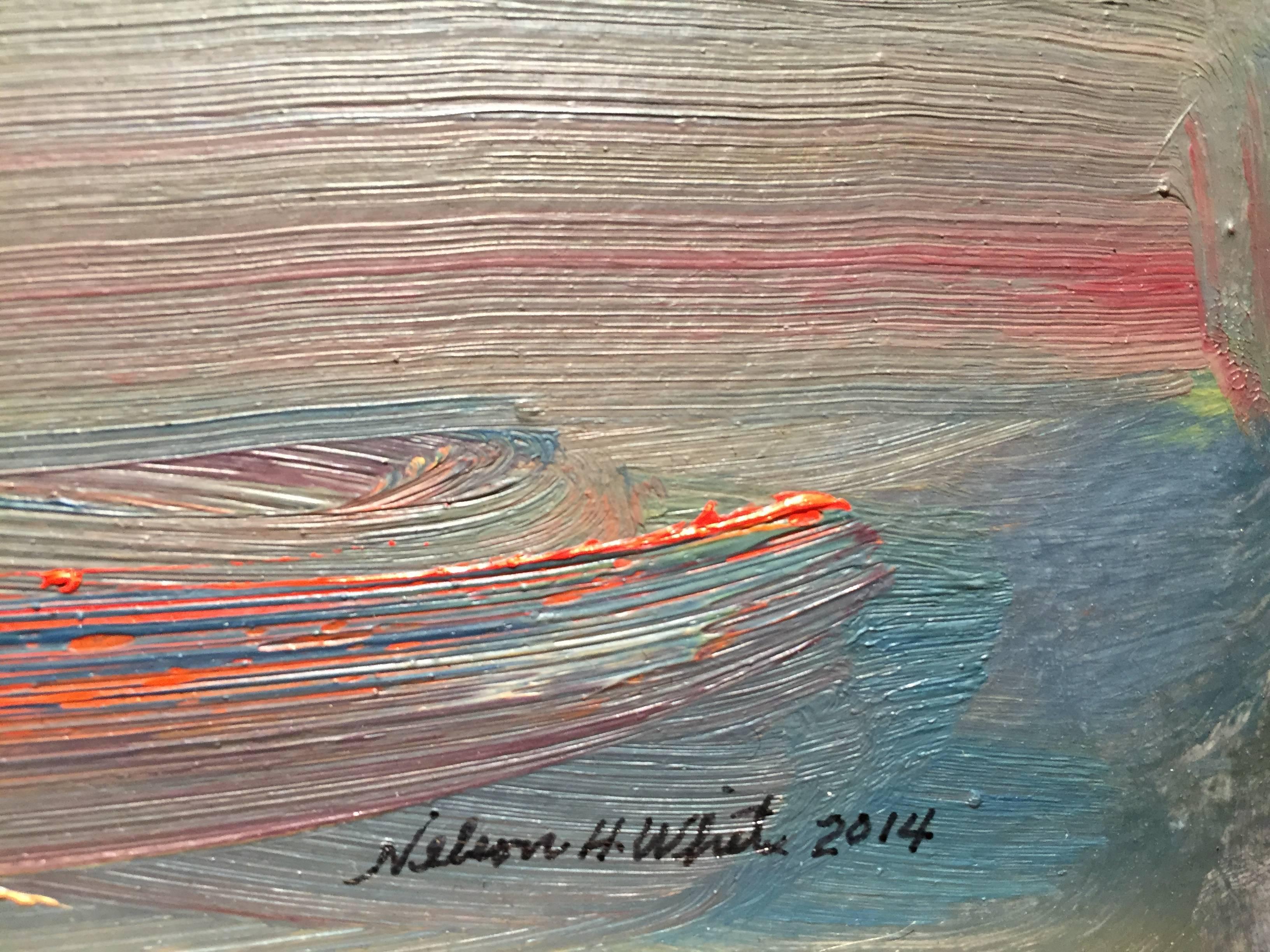 « Sunset, Waterford », peinture à l'huile impressionniste américaine, abstraction colorée en vente 2