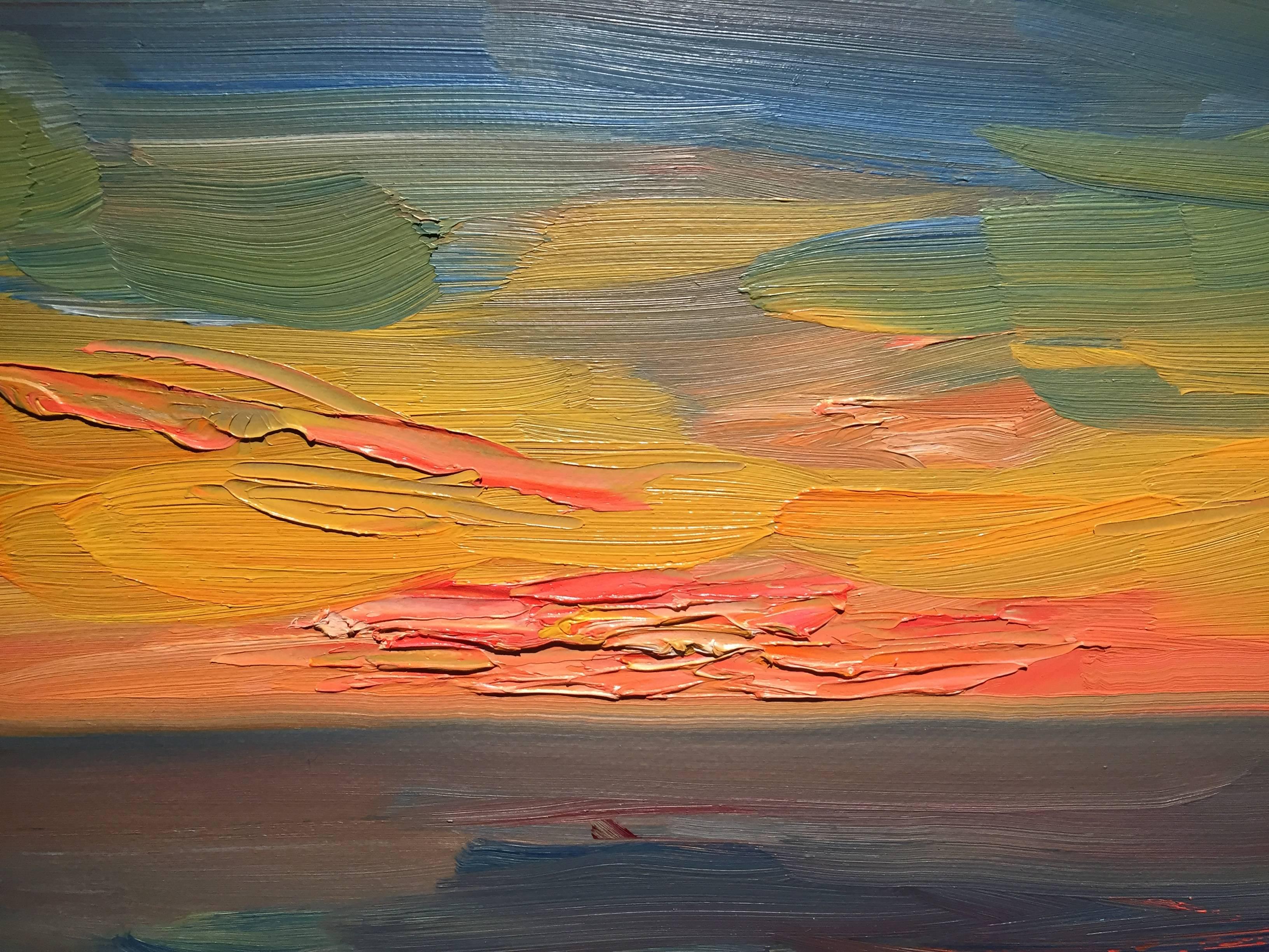 « Sunset, Waterford », peinture à l'huile impressionniste américaine, abstraction colorée - Impressionnisme américain Painting par Nelson H. White