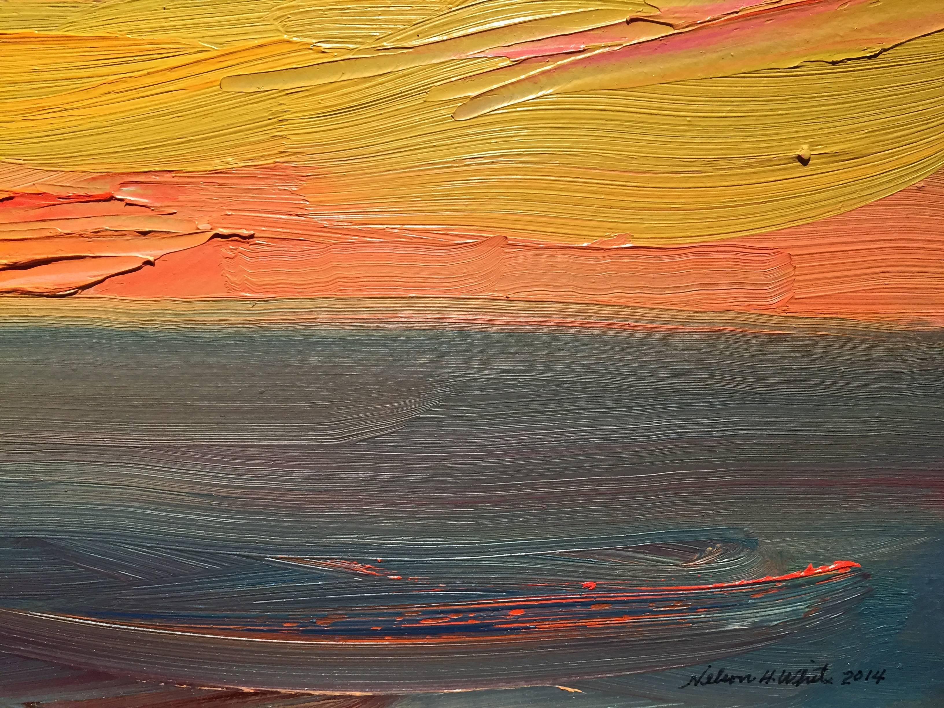 « Sunset, Waterford », peinture à l'huile impressionniste américaine, abstraction colorée en vente 1