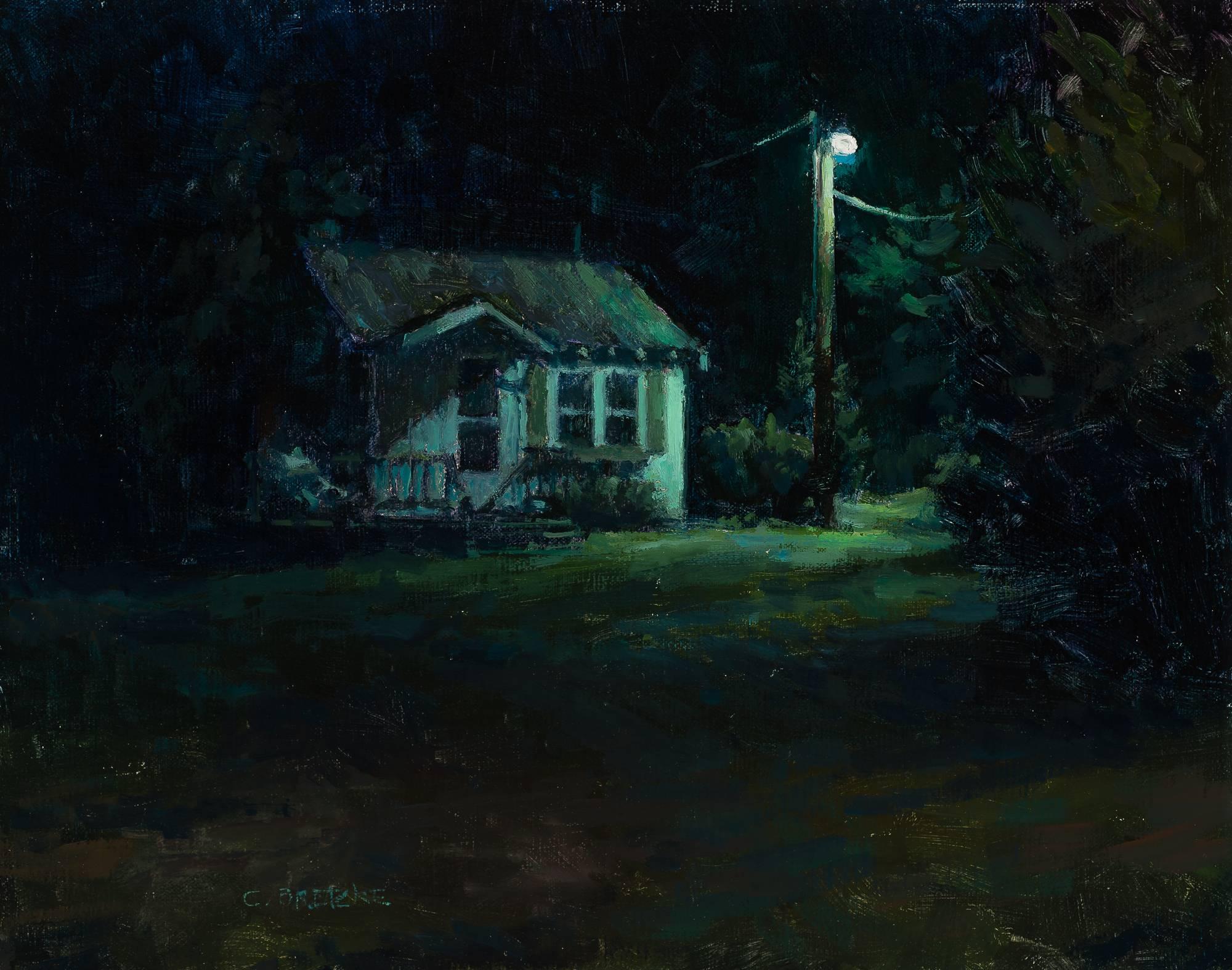 Carl Bretzke Landscape Painting - Cool Light on the White Cabin