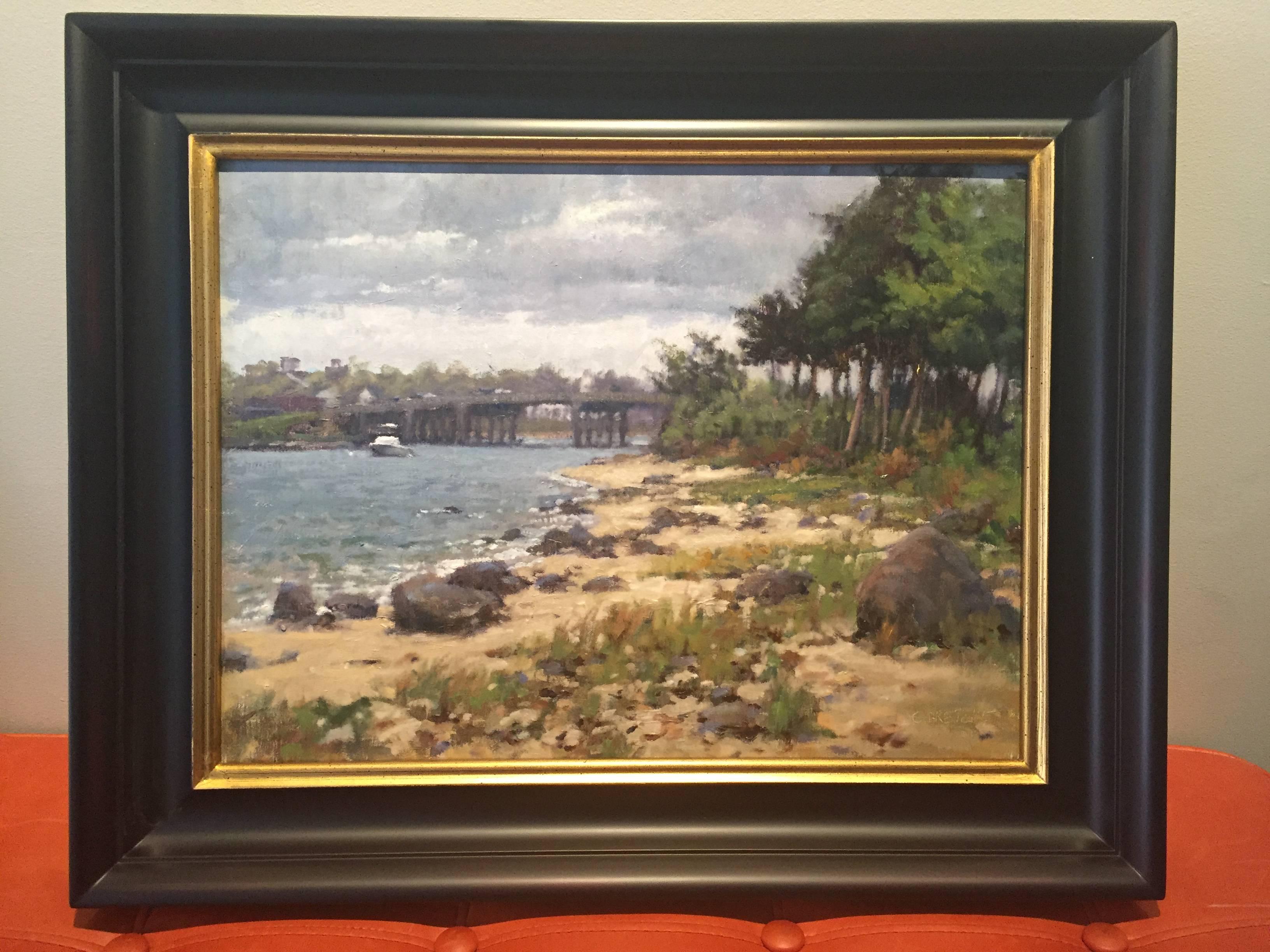Cloudy Day, Sag Harbor - Painting by Carl Bretzke