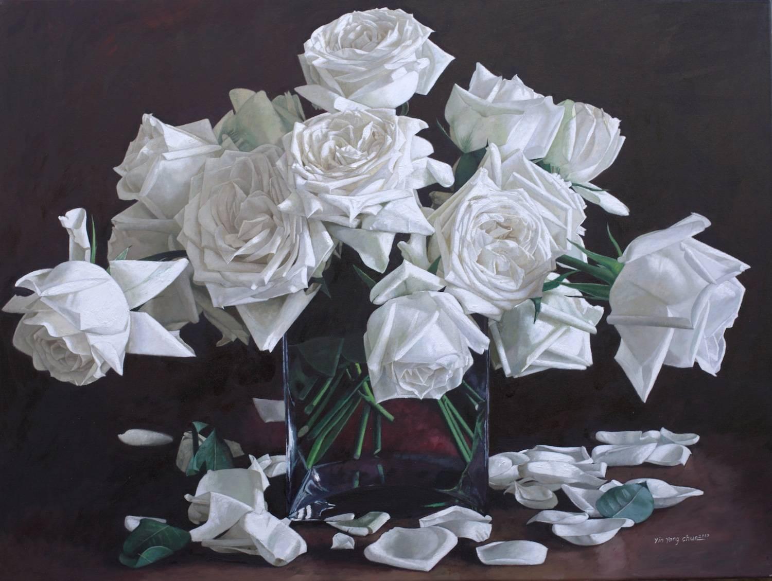 Yin Yong Chun Still-Life Painting - White Roses