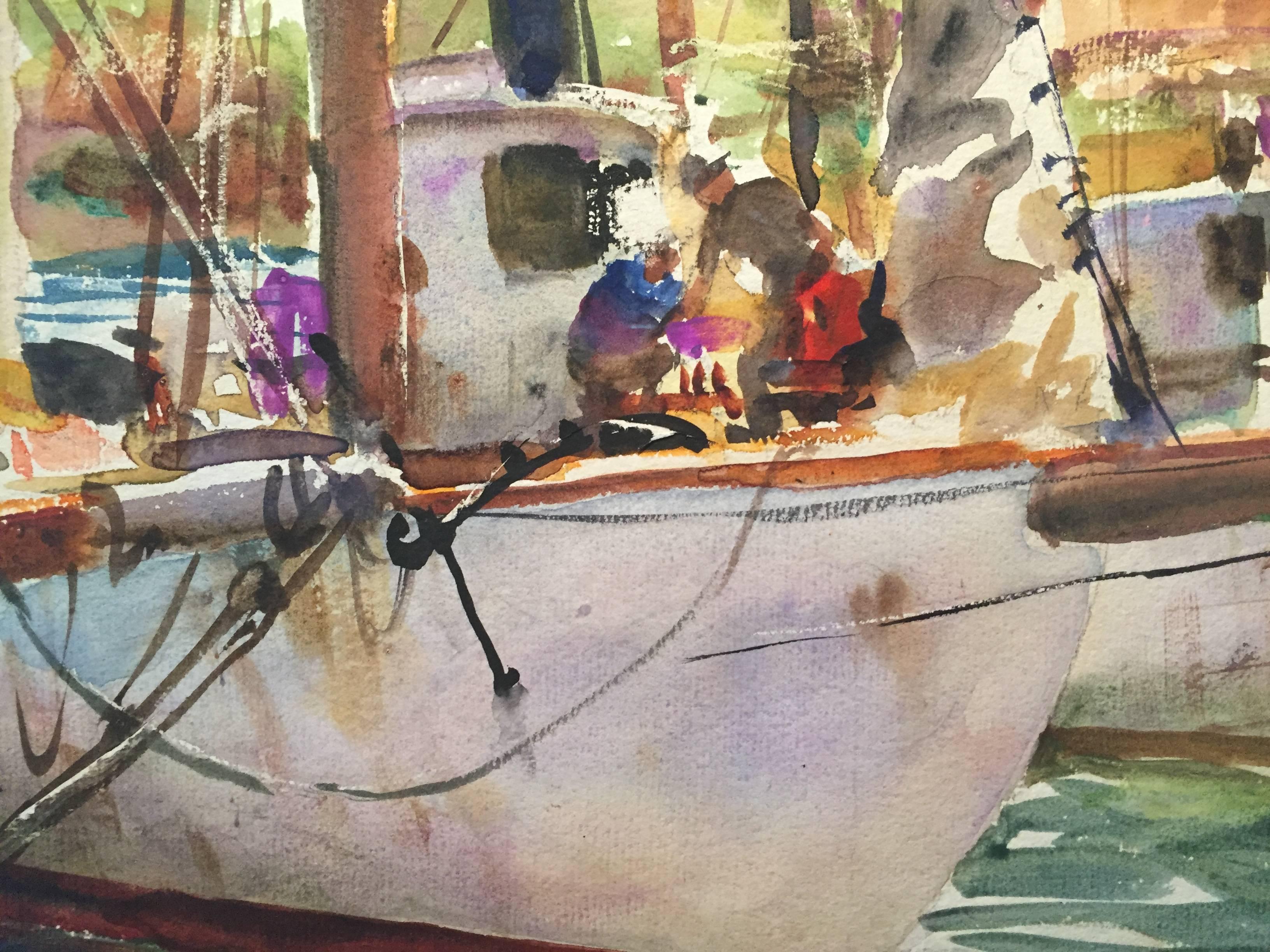 Fishing Boats I - American Impressionist Art by John Whorf