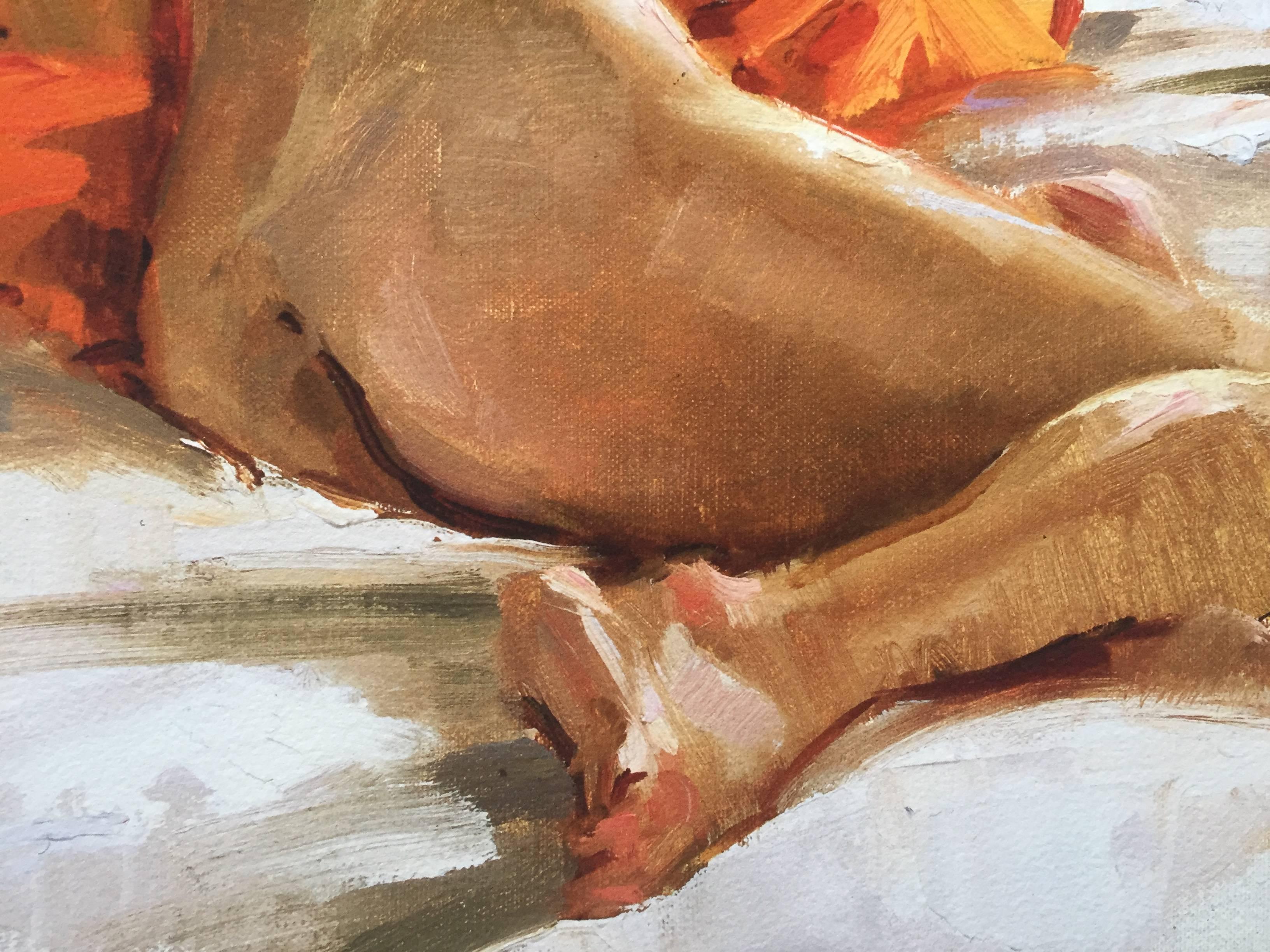 Nu assis - Nu assis - Beige Nude Print par Beth Rundquist