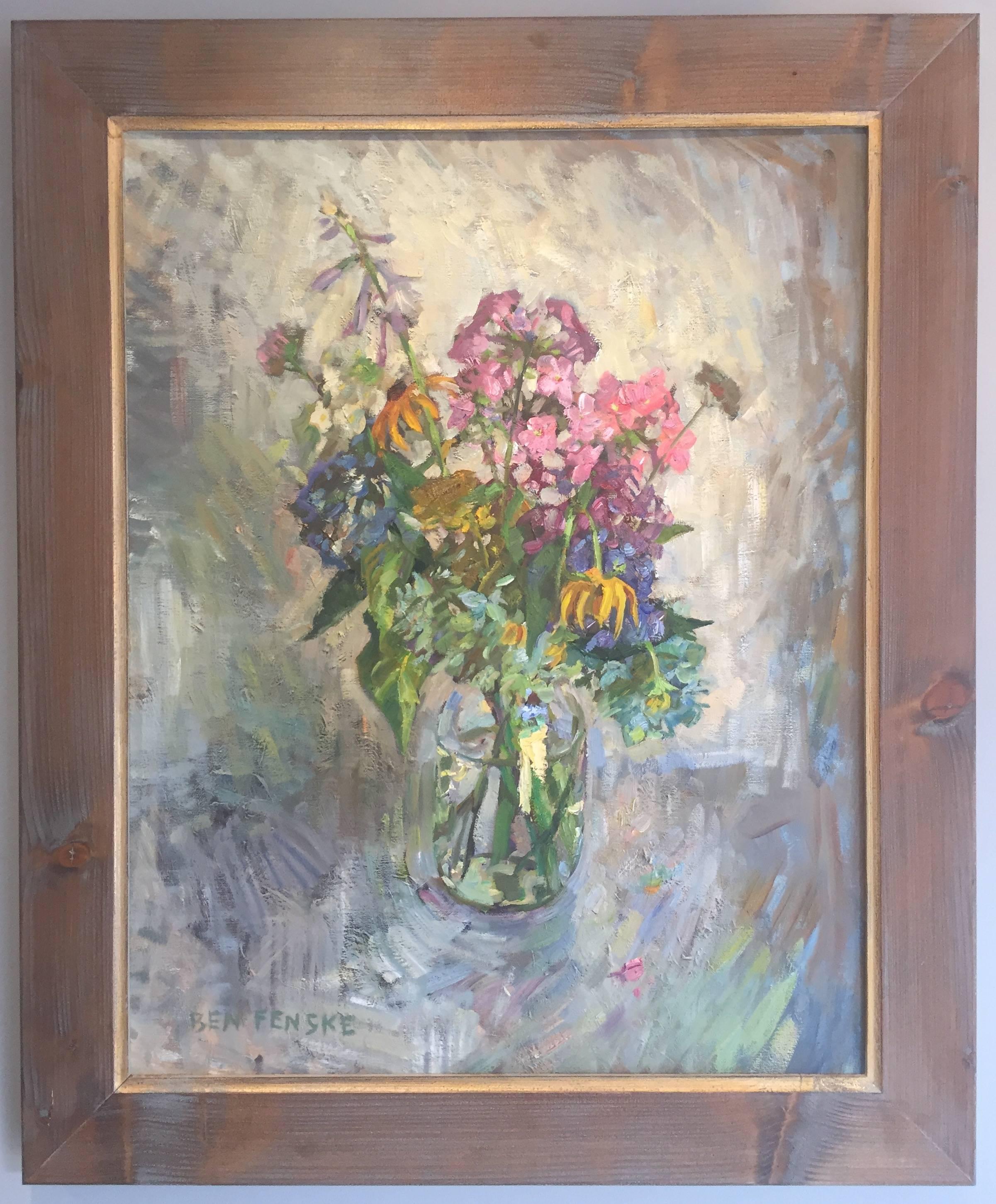 Ball Jar Bouquet - Painting by Ben Fenske