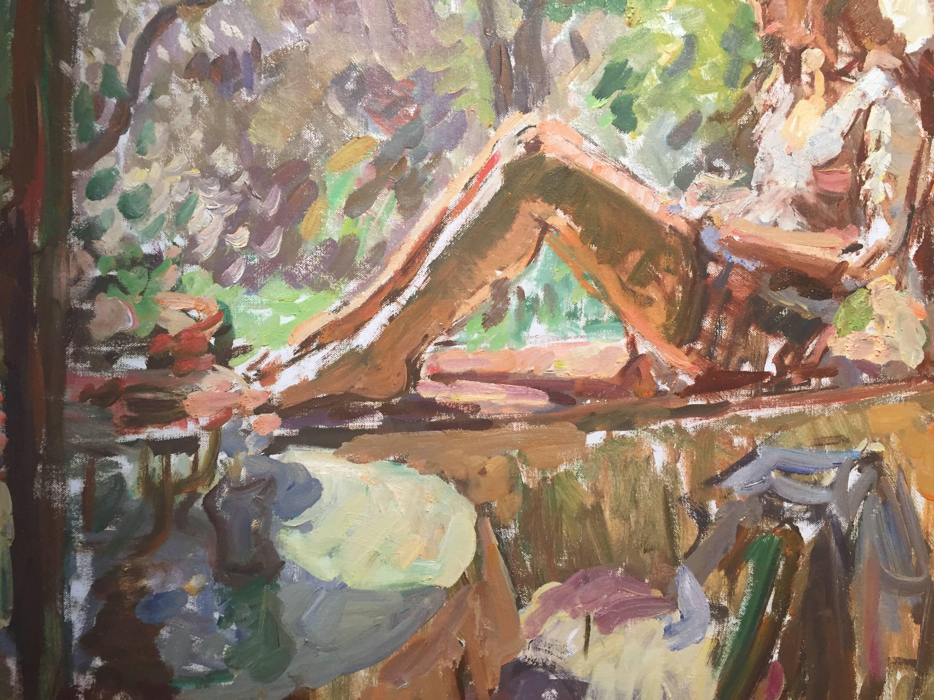 Morning - Brown Figurative Painting by Ben Fenske