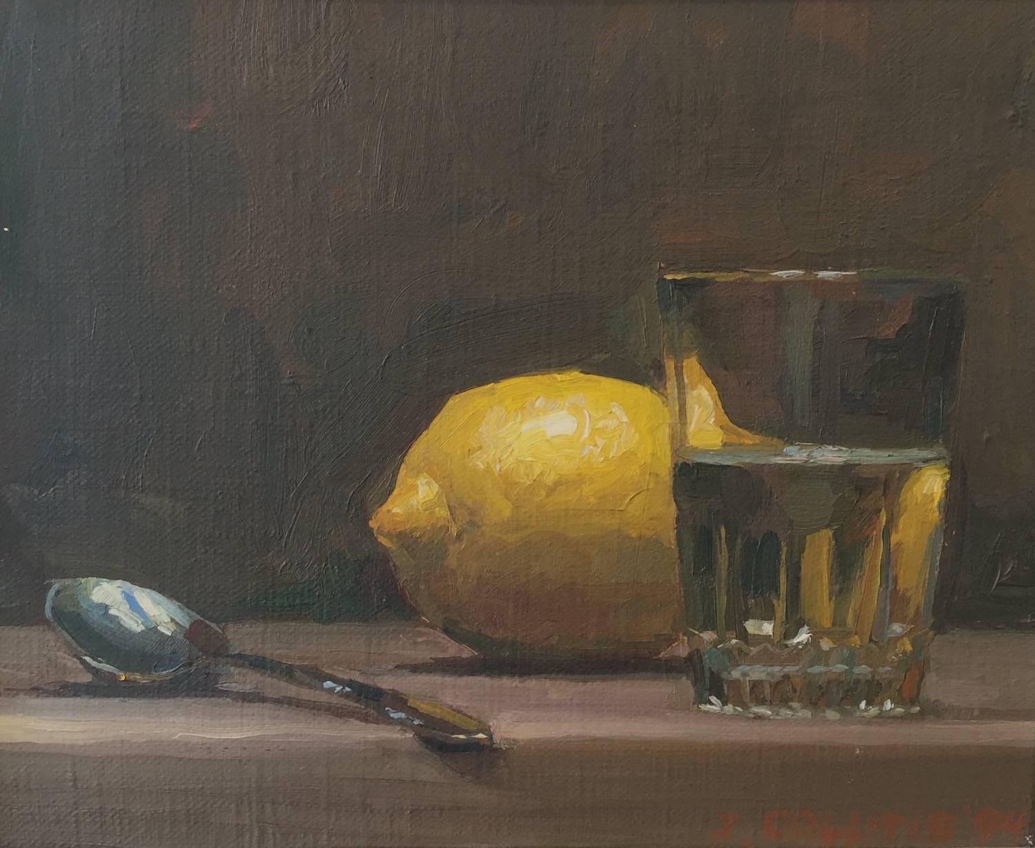 Jacob Collins Still-Life Painting - Lemon Painting with Glass