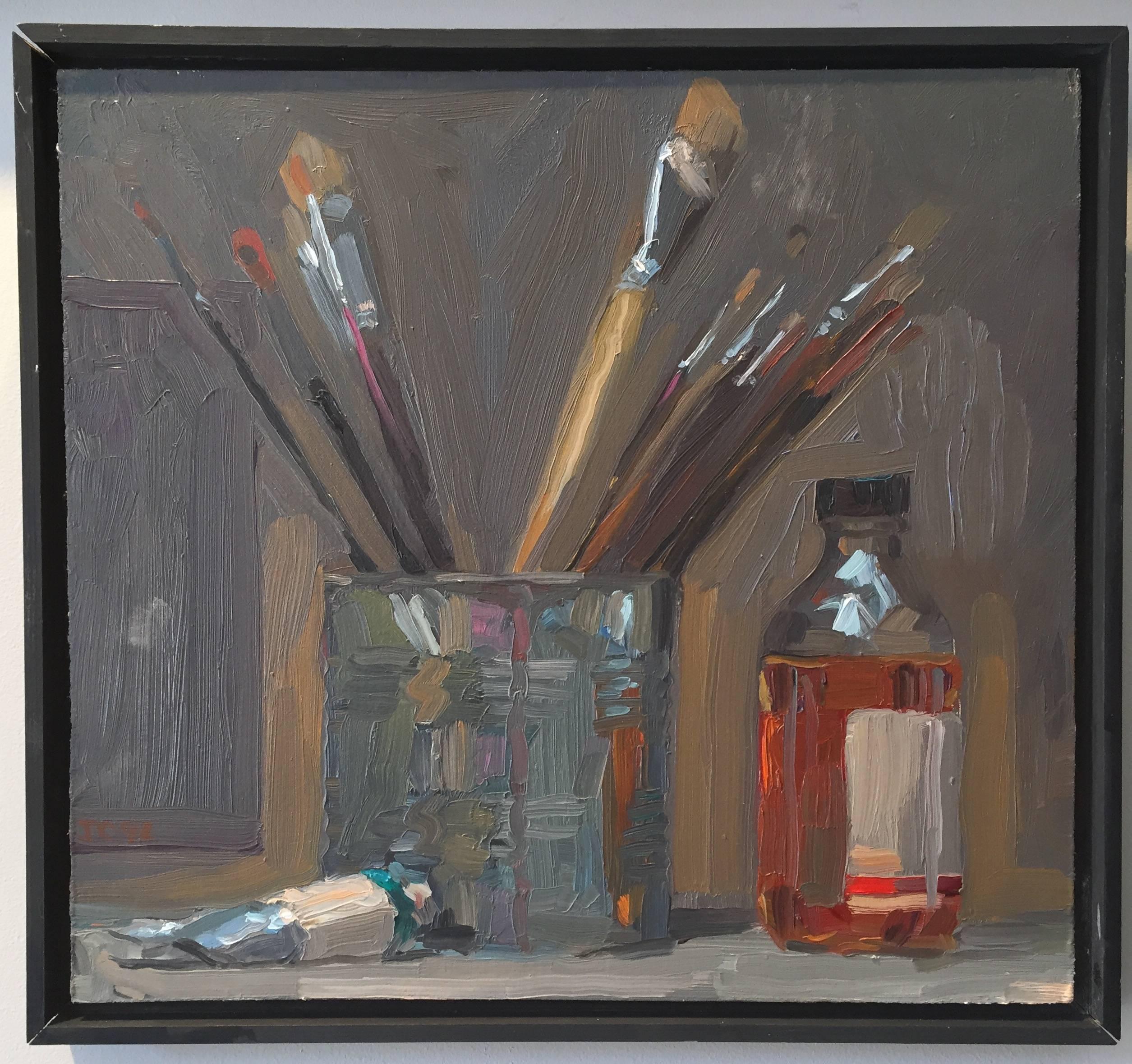 Paintbrushes in Can - Painting by Jacob Collins