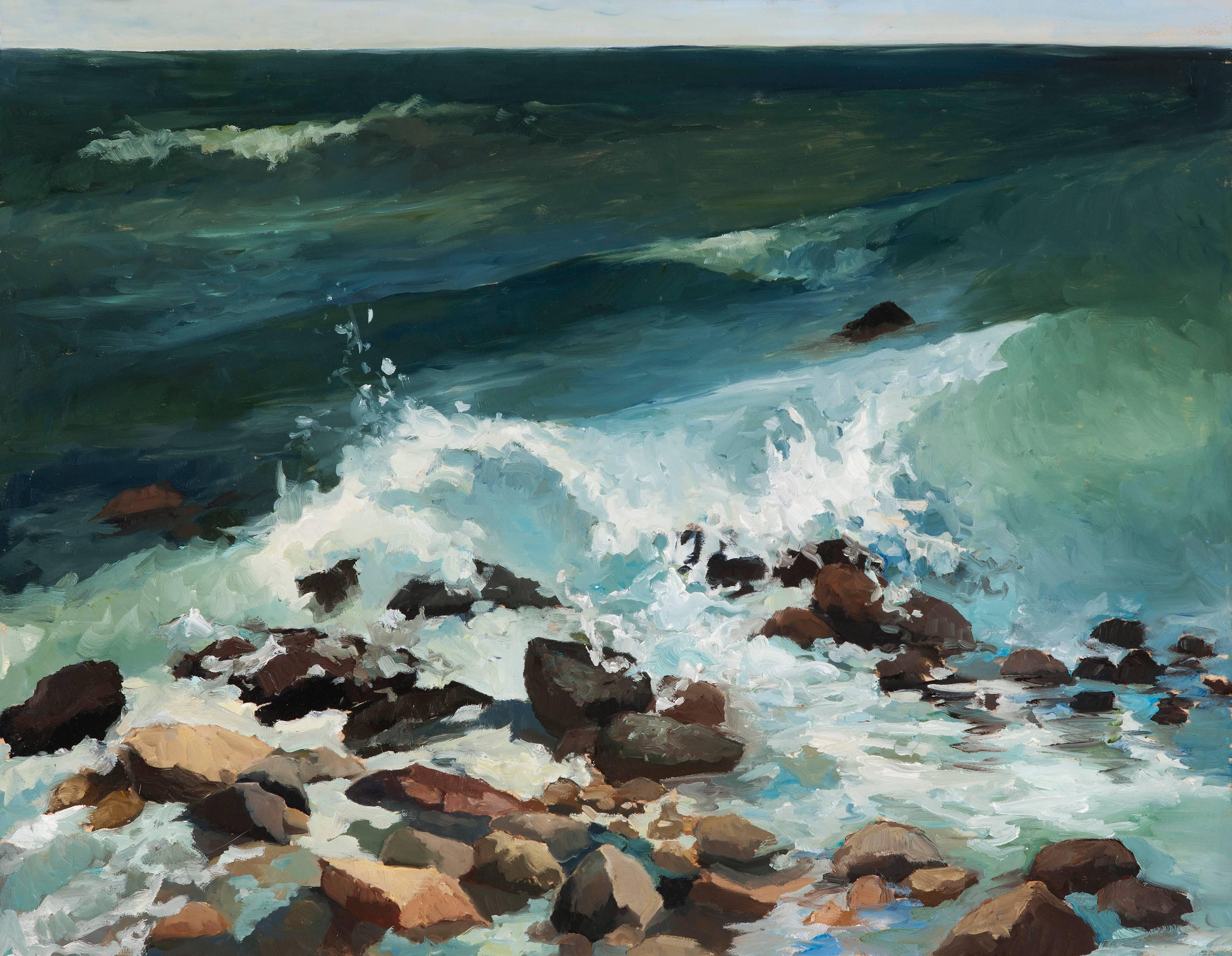 Edwina Lucas Landscape Painting - Montauk Rocks