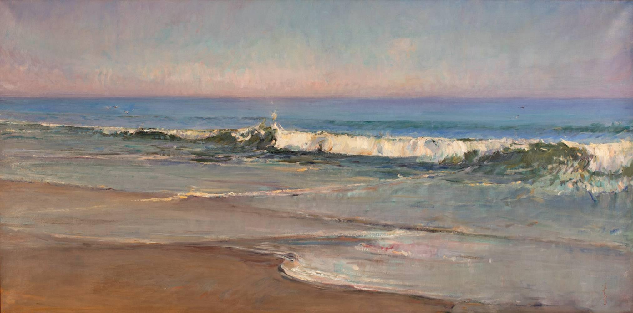 Landscape Painting di Angel Ramiro Sanchez - Oceano serale