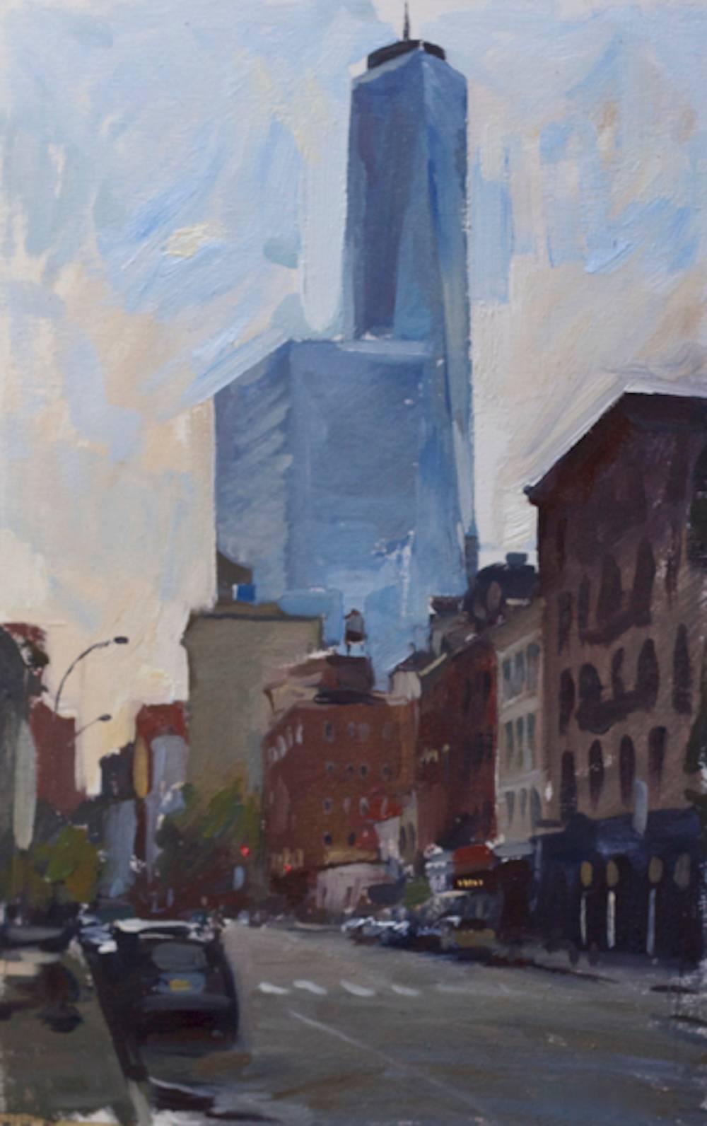 Marc Dalessio Landscape Painting - Freedom Tower from West Broadway
