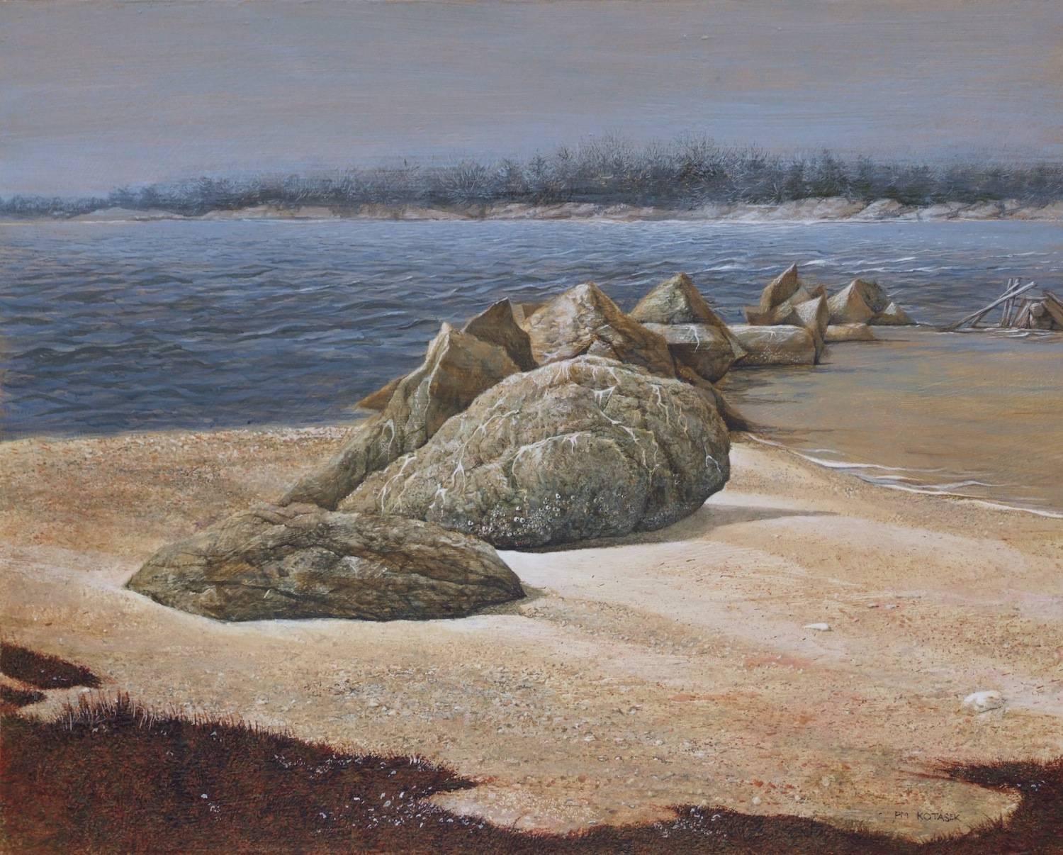Michael Kotasek Landscape Painting - Breakwater
