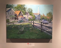 "Village View" - 2016 oil painting of famed historic Hamptons village Sag Harbor