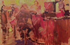 "Bar Scene" small impressionist oil painting - study