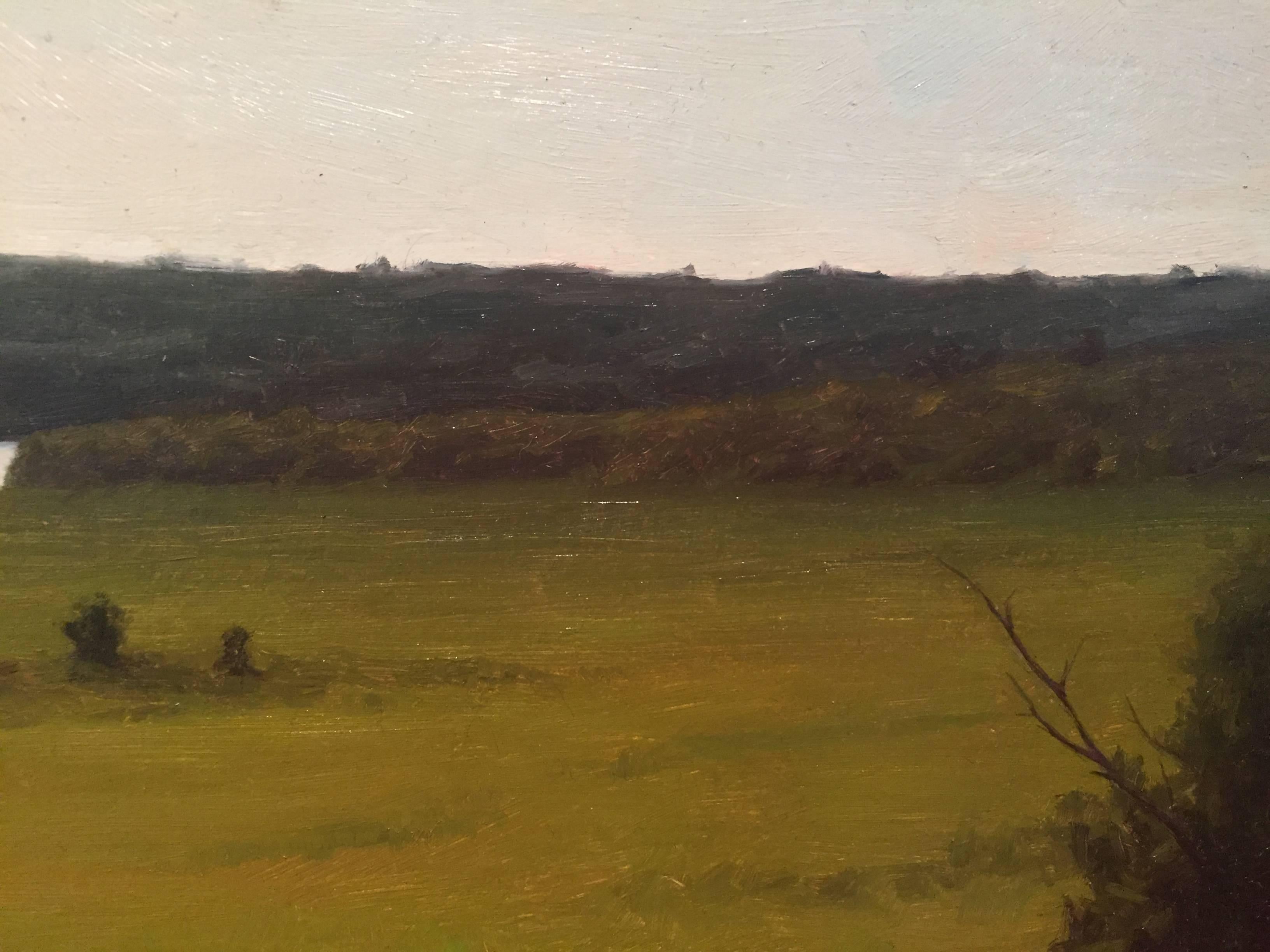 Vineyard Field - Black Landscape Painting by Edward Minoff