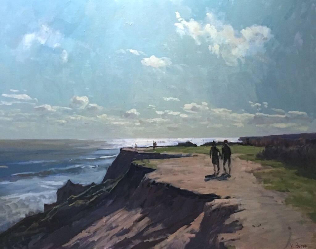 Landscape Painting Viktor Butko - Montauk Cliffs - peinture contemporaine en plein air par l'impressionniste russe Butko