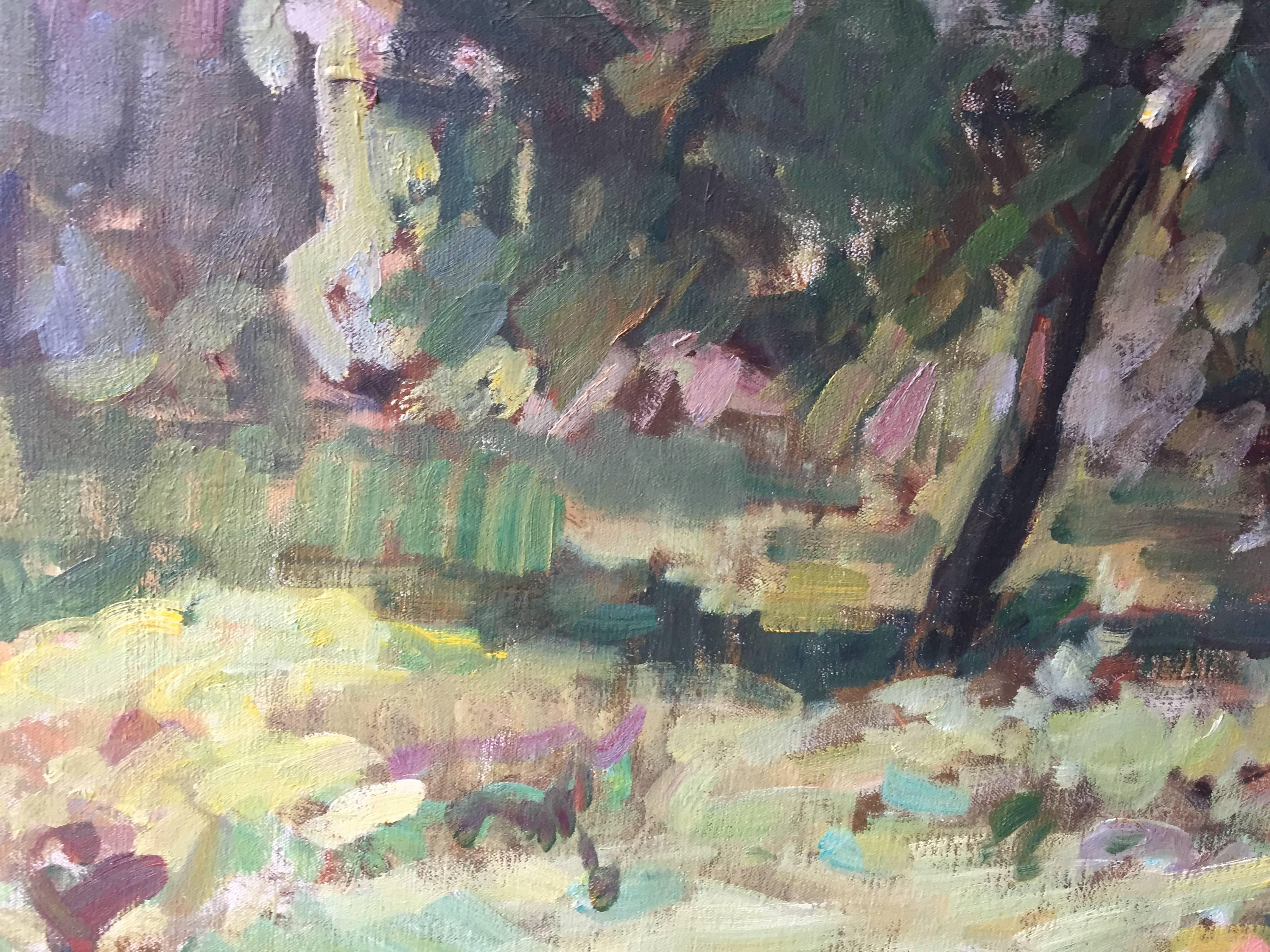 L'arbre est en bois massif - Marron Landscape Painting par Ben Fenske