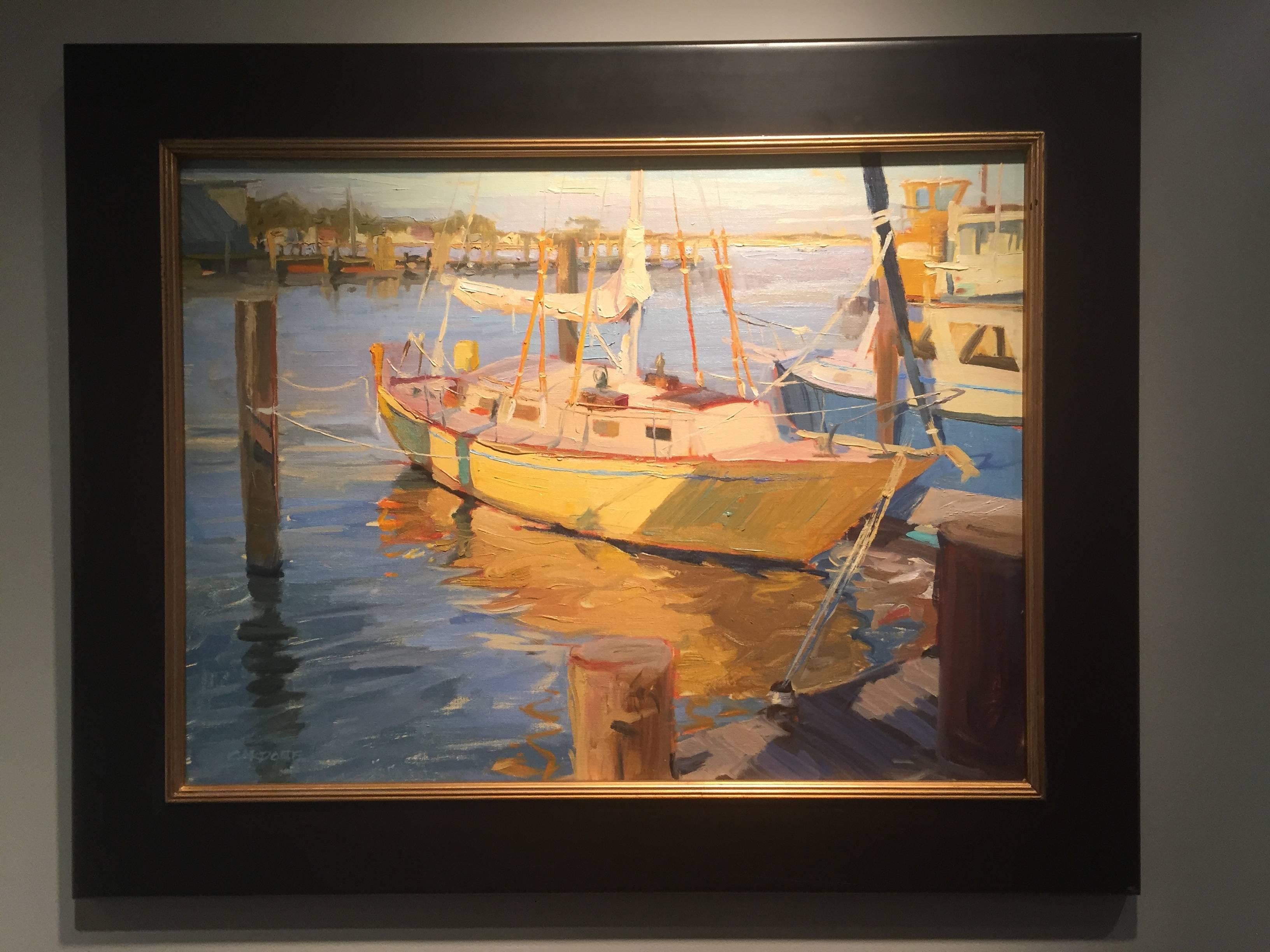Greenport Shipyard, Afternoon - Painting by Thomas Cardone