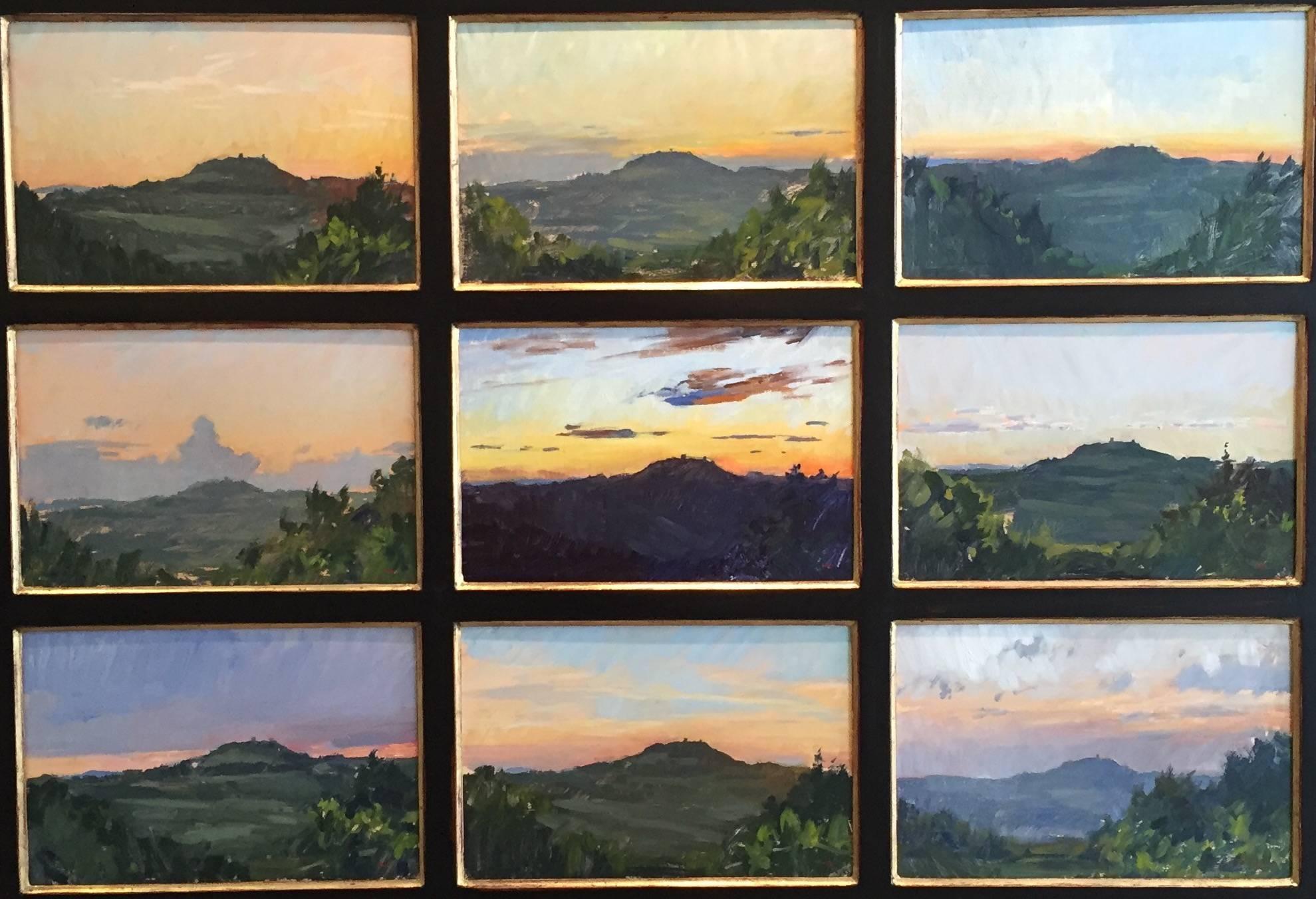 Neun toskanische Sonnenuntergänge – Painting von Marc Dalessio