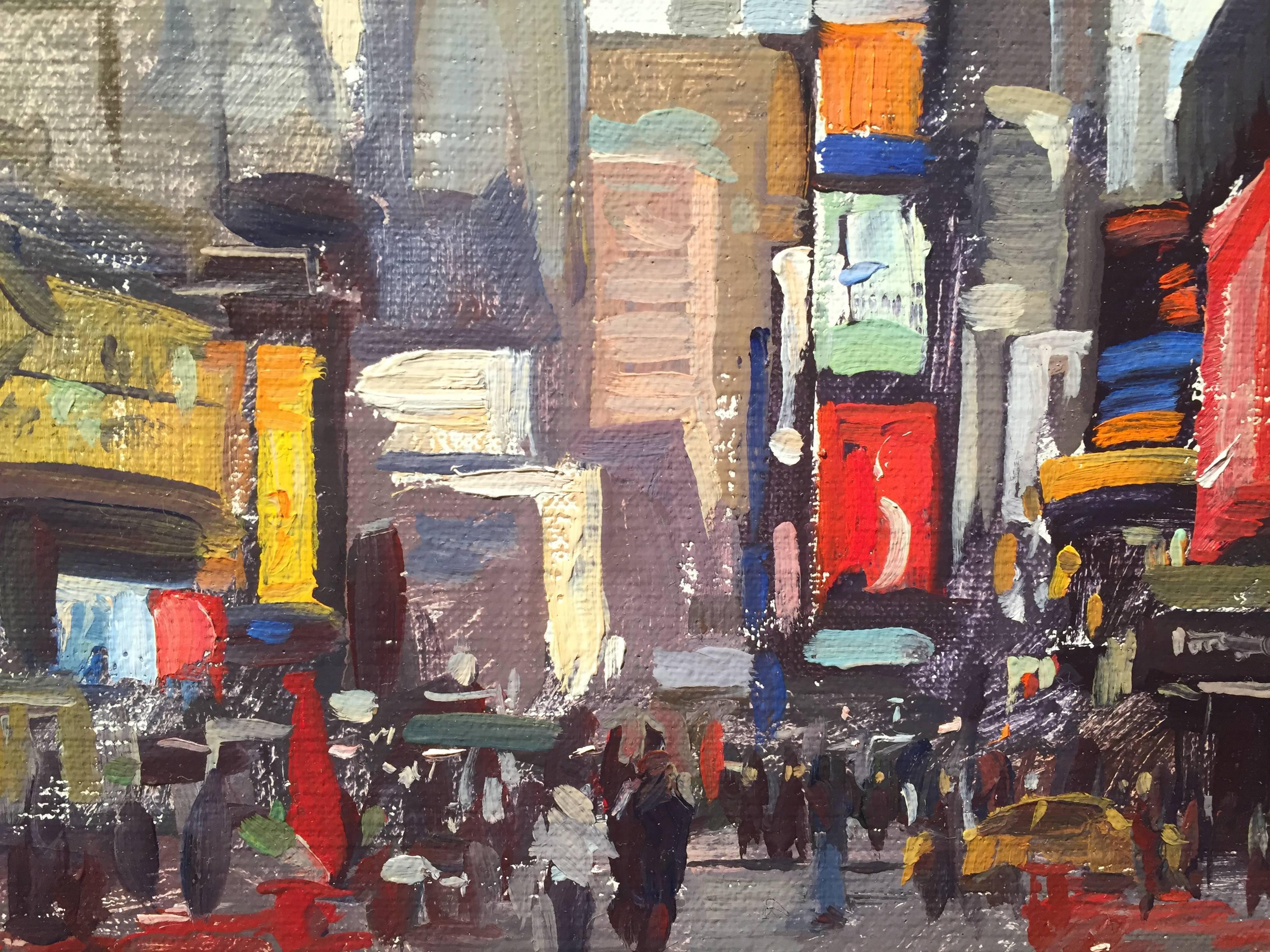 Time Square (Schwarz), Landscape Painting, von Marc Dalessio