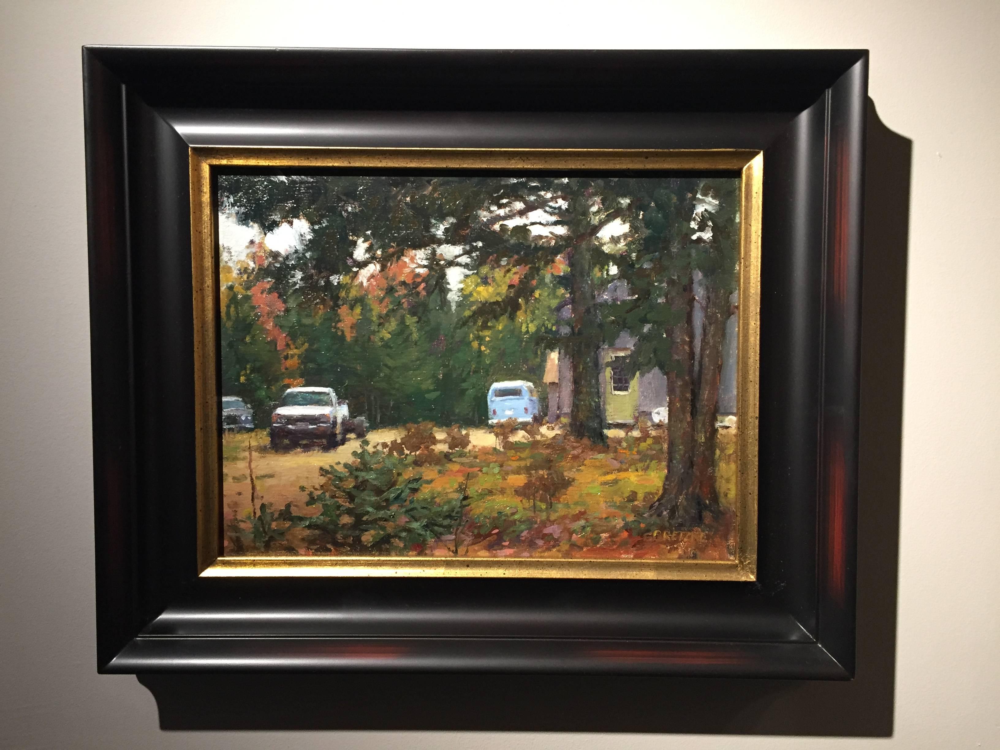 VW Bus in the Woods - Painting by Carl Bretzke