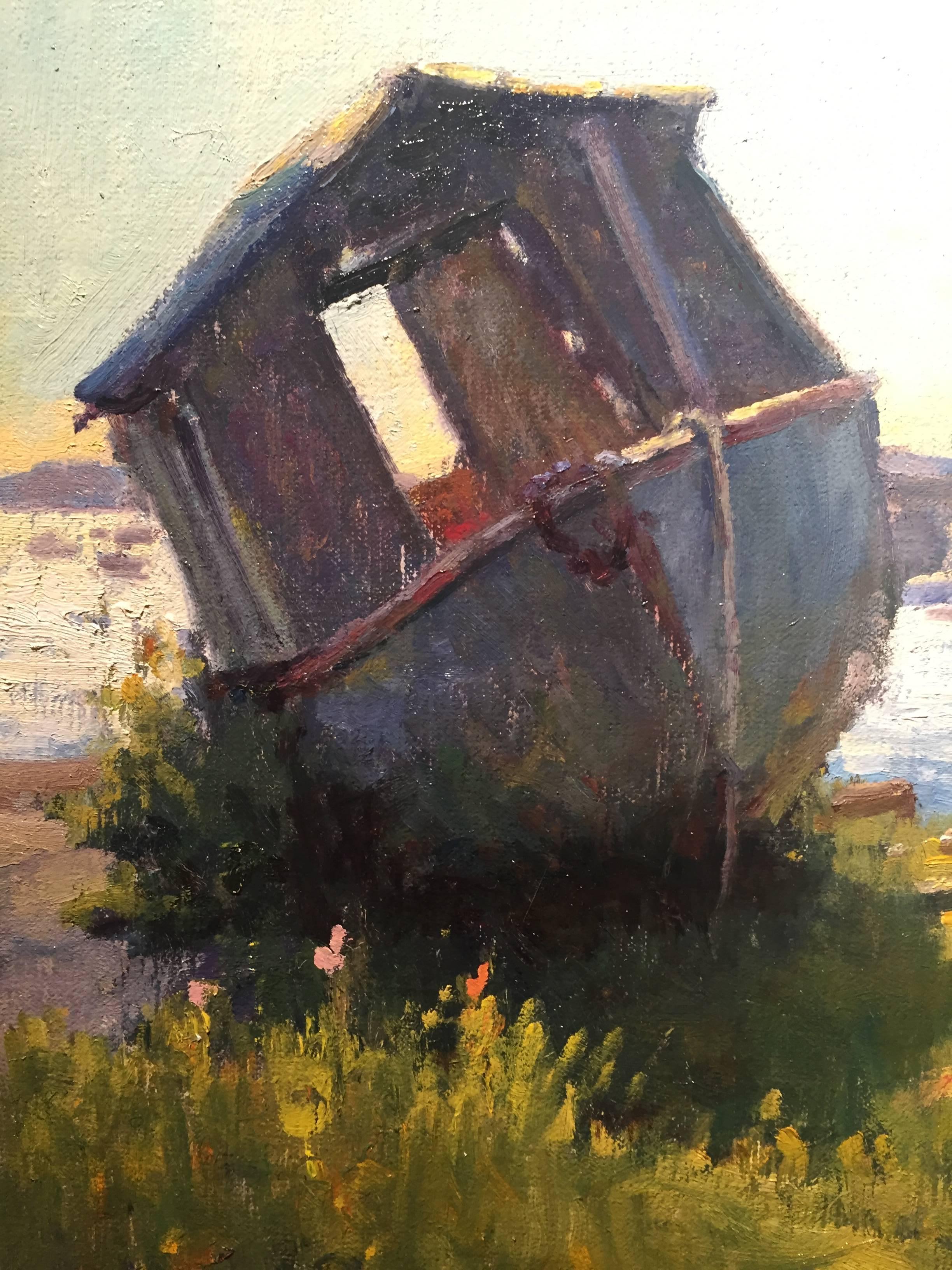 Abandoned Boat, Stonington - American Impressionist Painting by Carl Bretzke