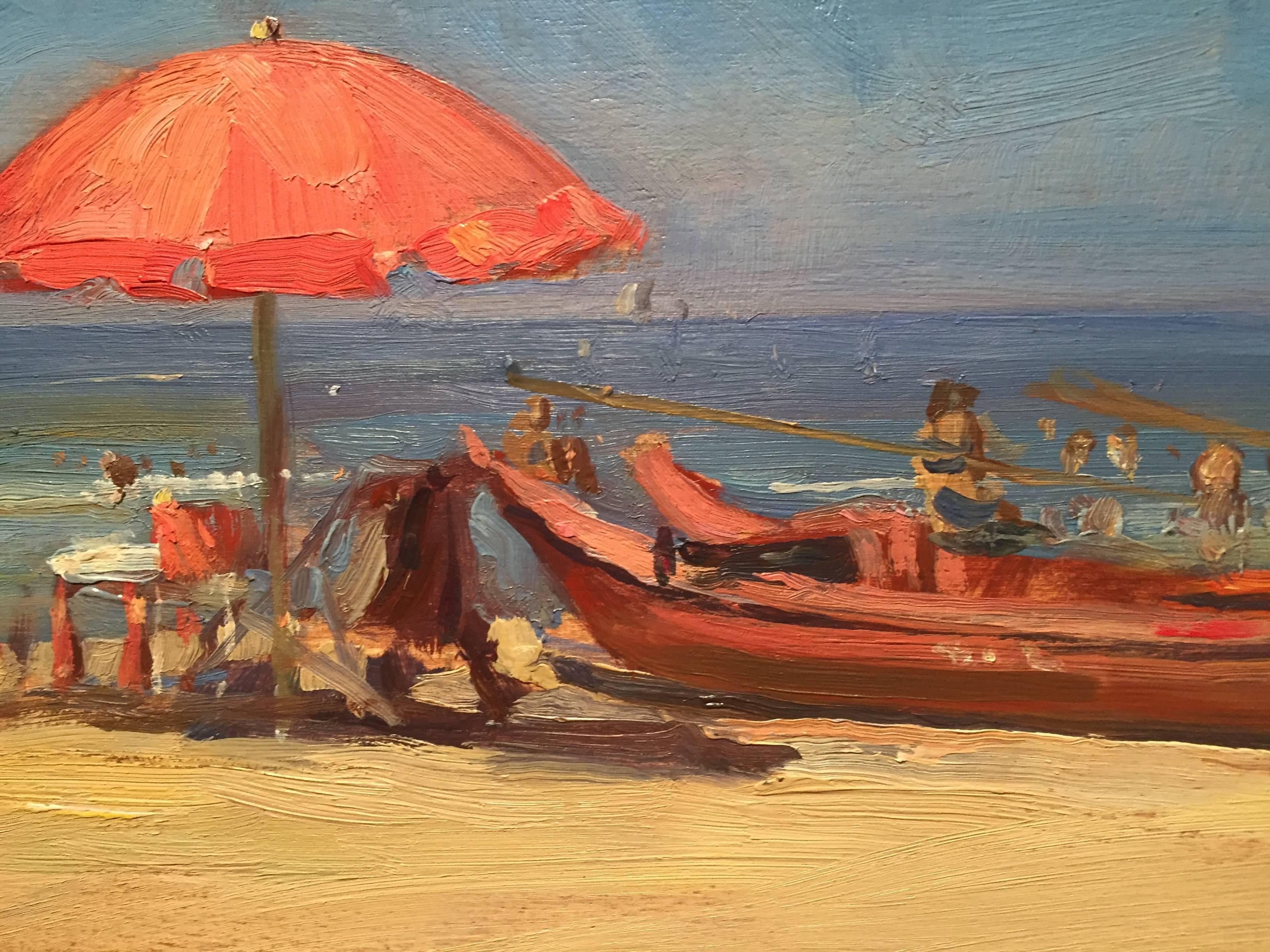 Lifeguard, Pietrasanta - Impressionist Painting by Angel Ramiro Sanchez