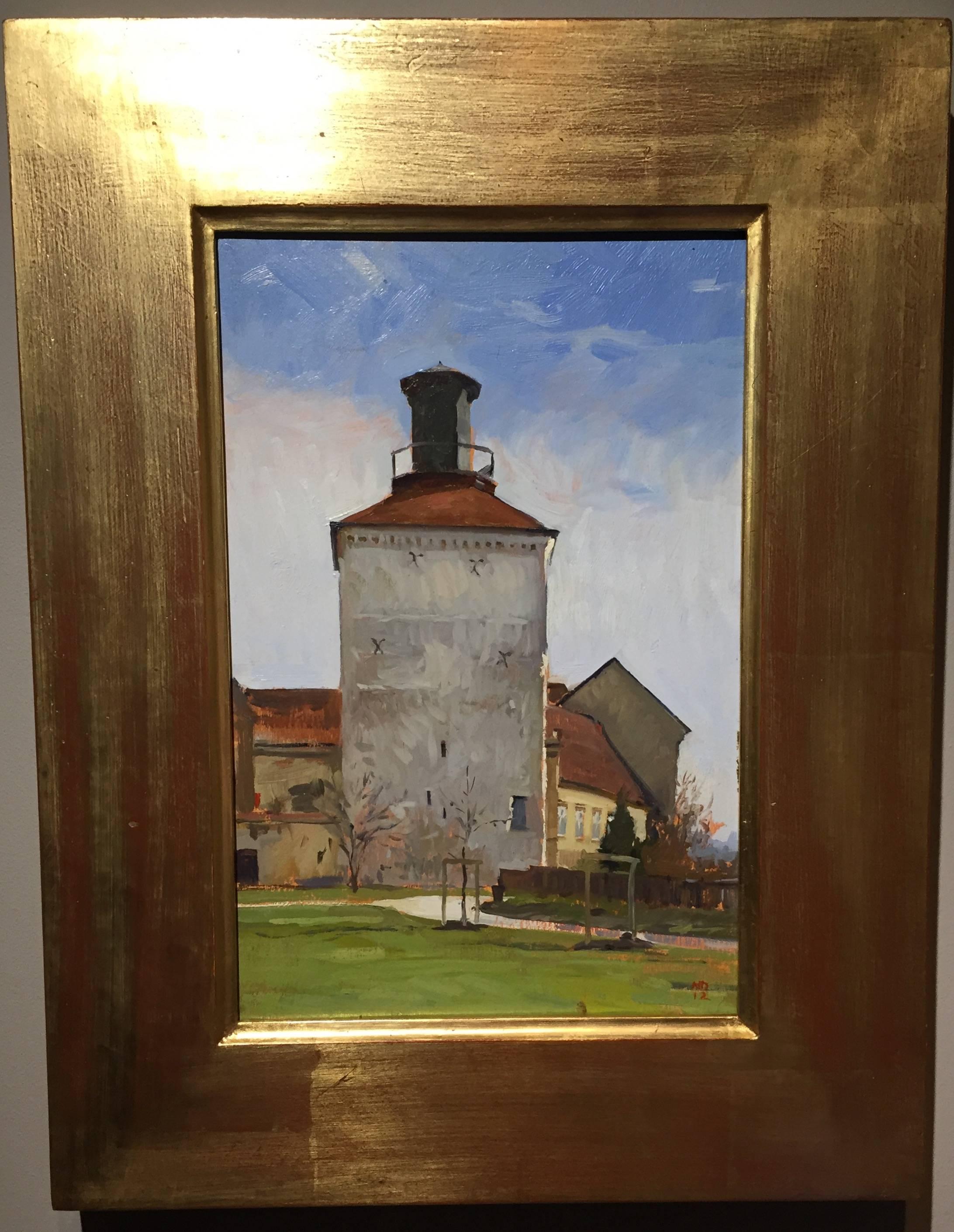 Der Turm von Lotrscak (Grau), Landscape Painting, von Marc Dalessio
