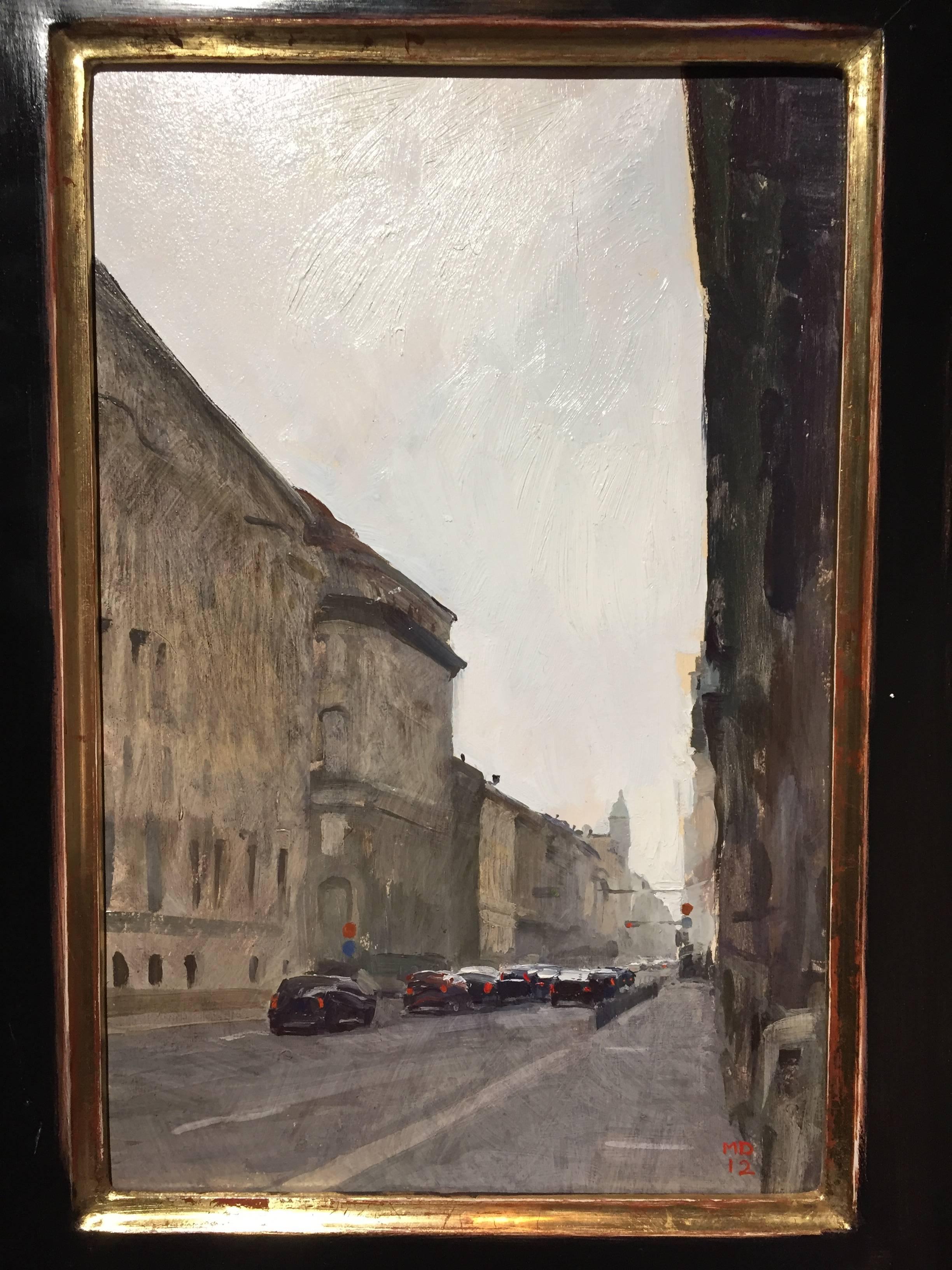 Palmoticeva Ulica (Street in Zagreb) - Black Landscape Painting by Marc Dalessio
