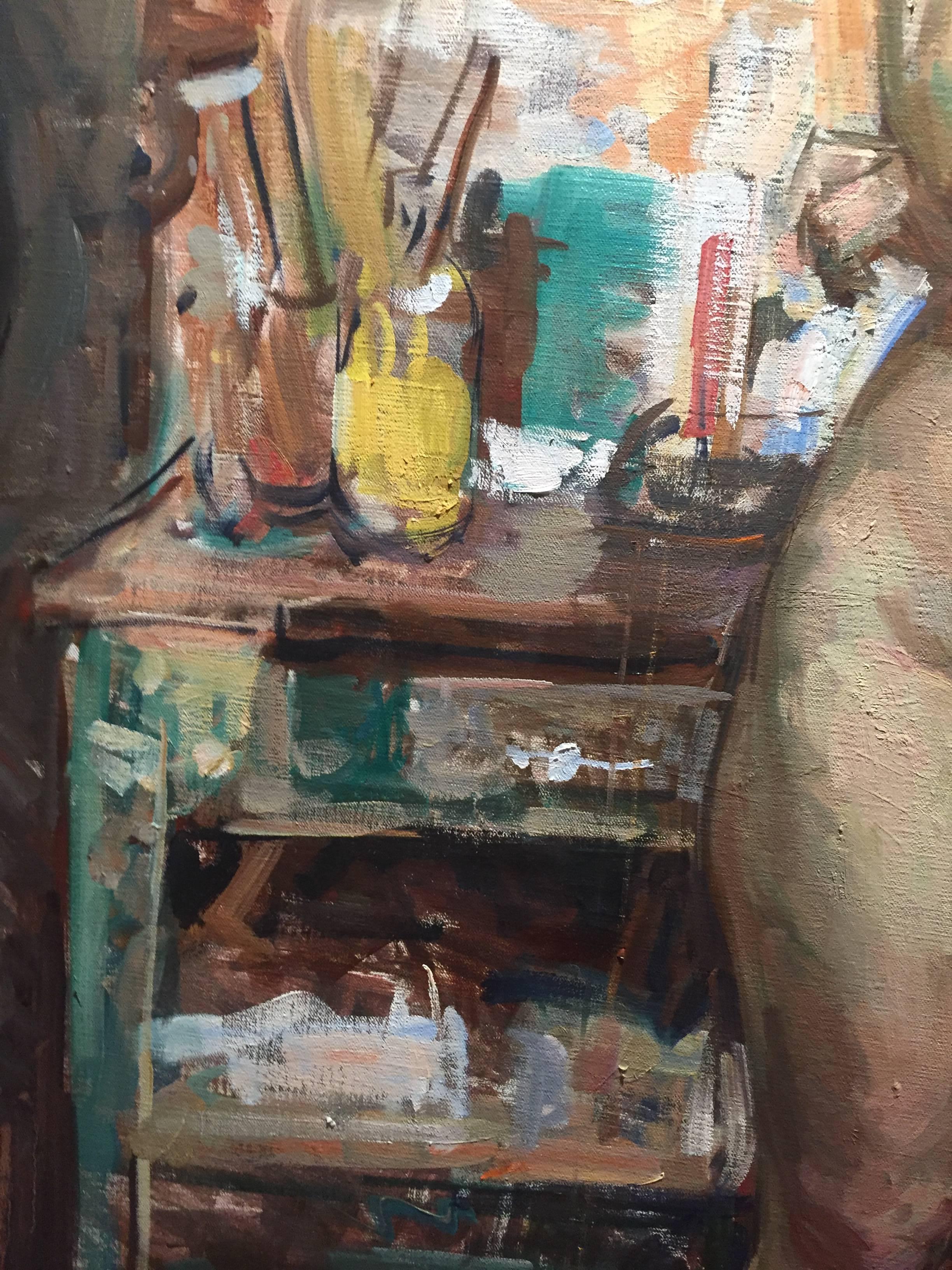 After studying anatomy and academic painting at the Florence Academy of Art, Ben Fenske took the skills he learned and stepped back, putting his own hand into an academically proportionate painting. His loose brushstroke vibrate in color with joy. A