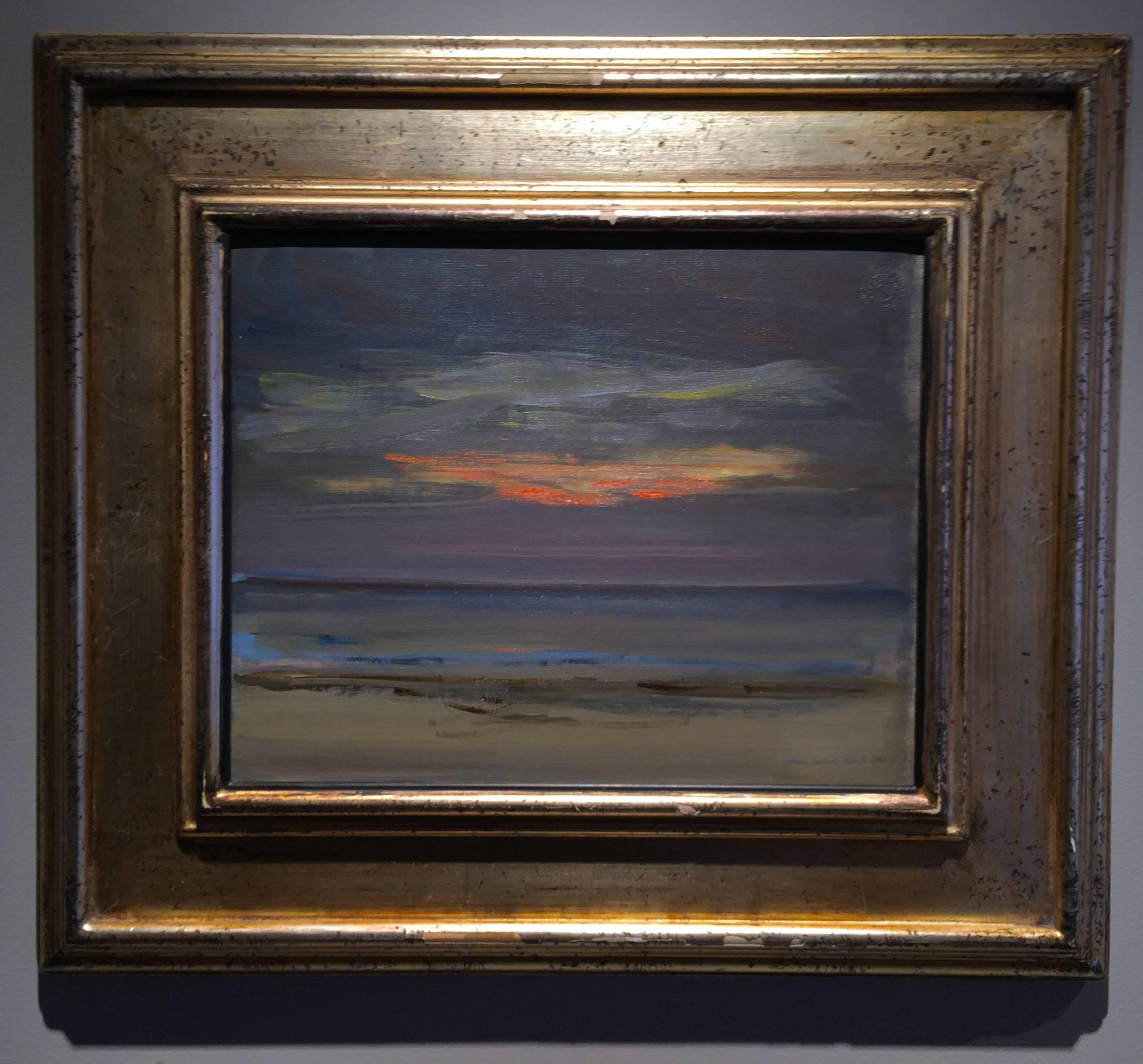« Sunset Sea Sky » 2002, peinture en plein air impressionniste Bahamas, tons doux - Painting de Nelson H. White