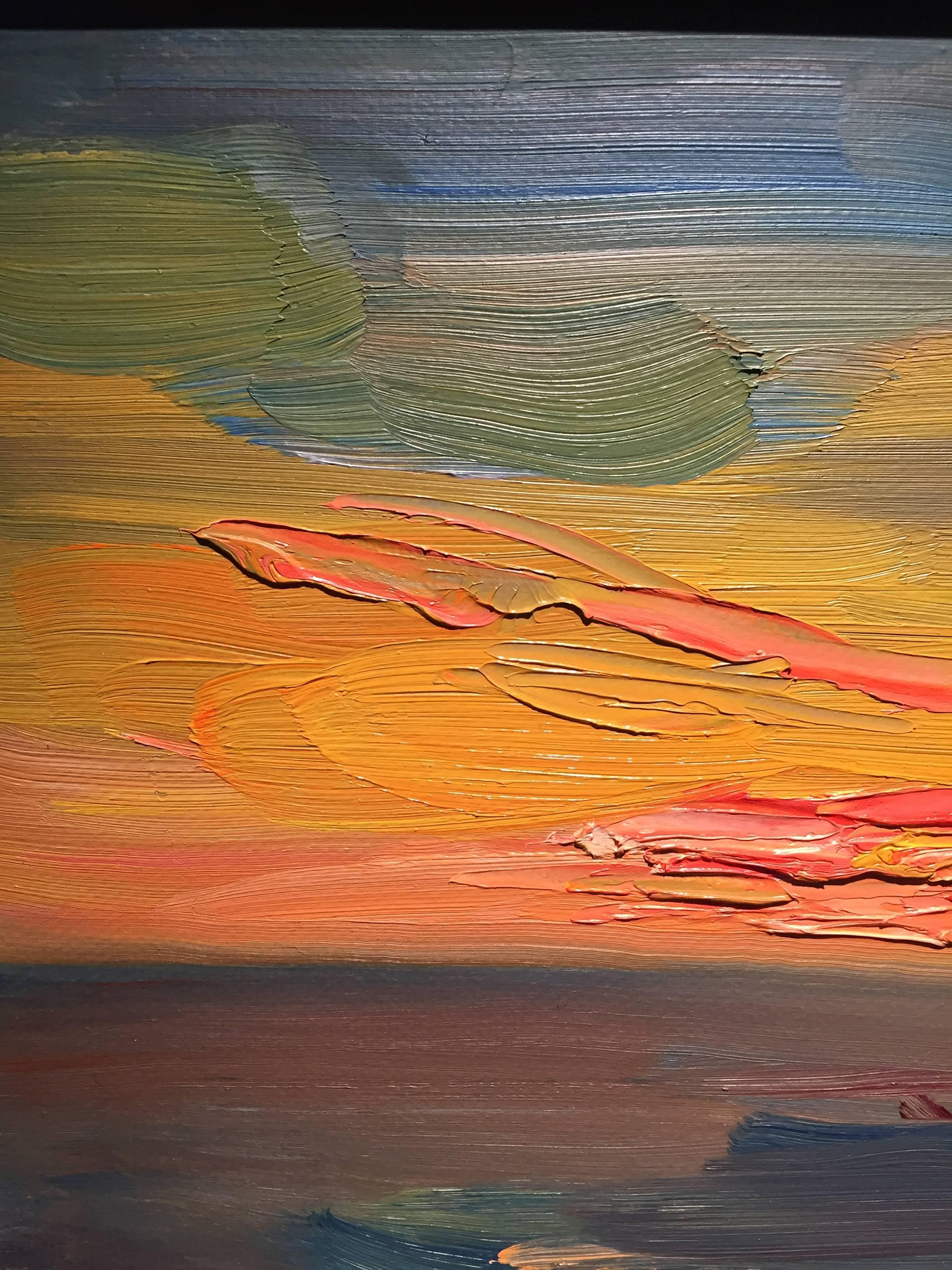 « Sunset, Waterford », peinture à l'huile impressionniste américaine, abstraction colorée - Marron Abstract Painting par Nelson H. White