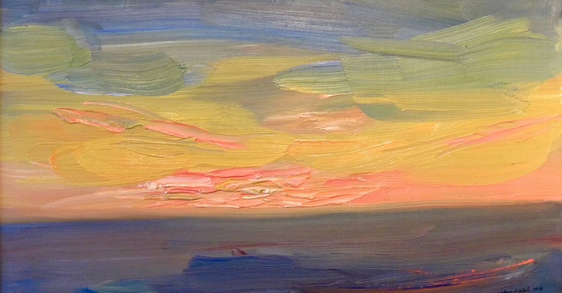 « Sunset, Waterford », peinture à l'huile impressionniste américaine, abstraction colorée - Painting de Nelson H. White