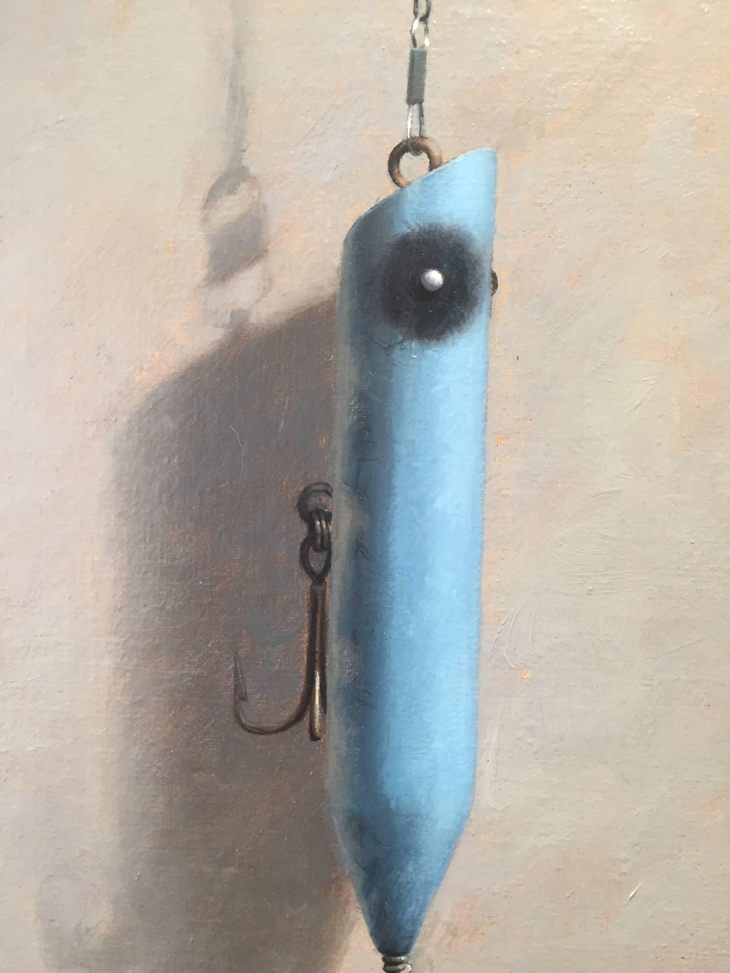Bucktail Blue - Gray Still-Life Painting by John Morfis