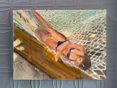 "Afternoon Hammock" - Dipinto a olio con resina, figurativo, firmato, 24x18 pollici