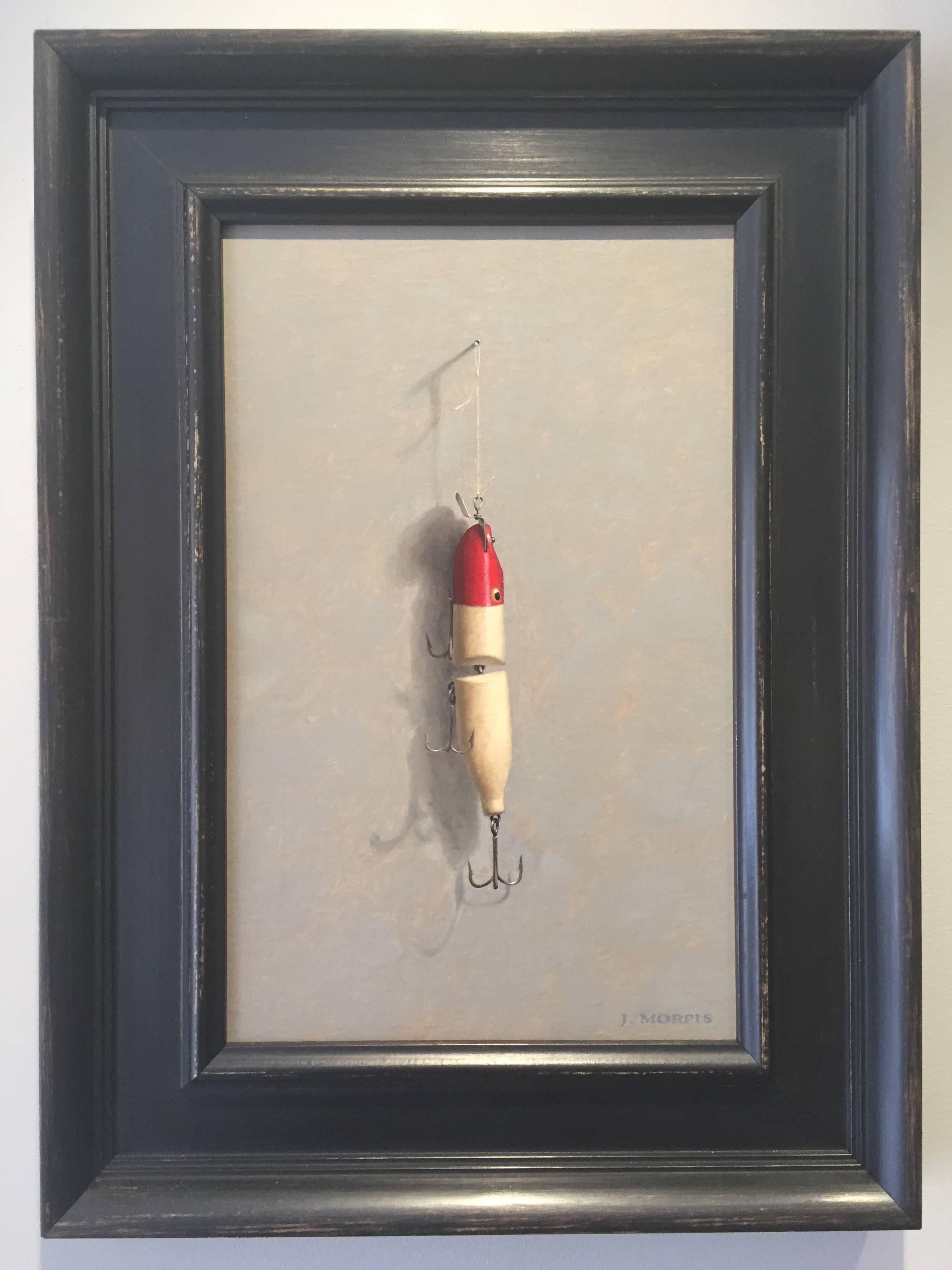 Red and White Swimmer - Painting by John Morfis
