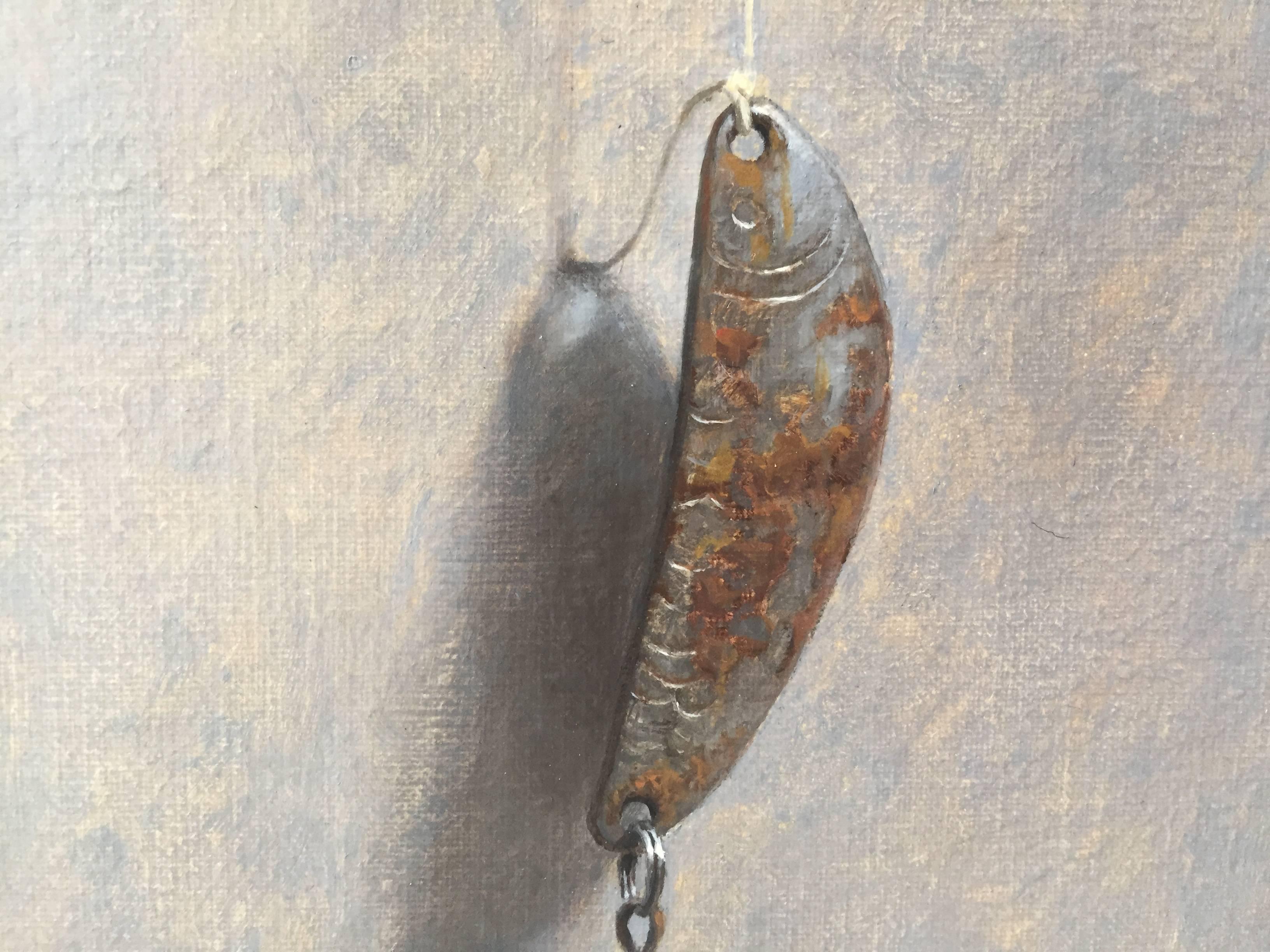 Rusty Snapper Lure - Gray Still-Life Painting by John Morfis