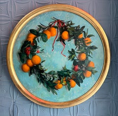 "Orange Garland" Oil Painting, Framed Still Life, Signed, Italian Art
