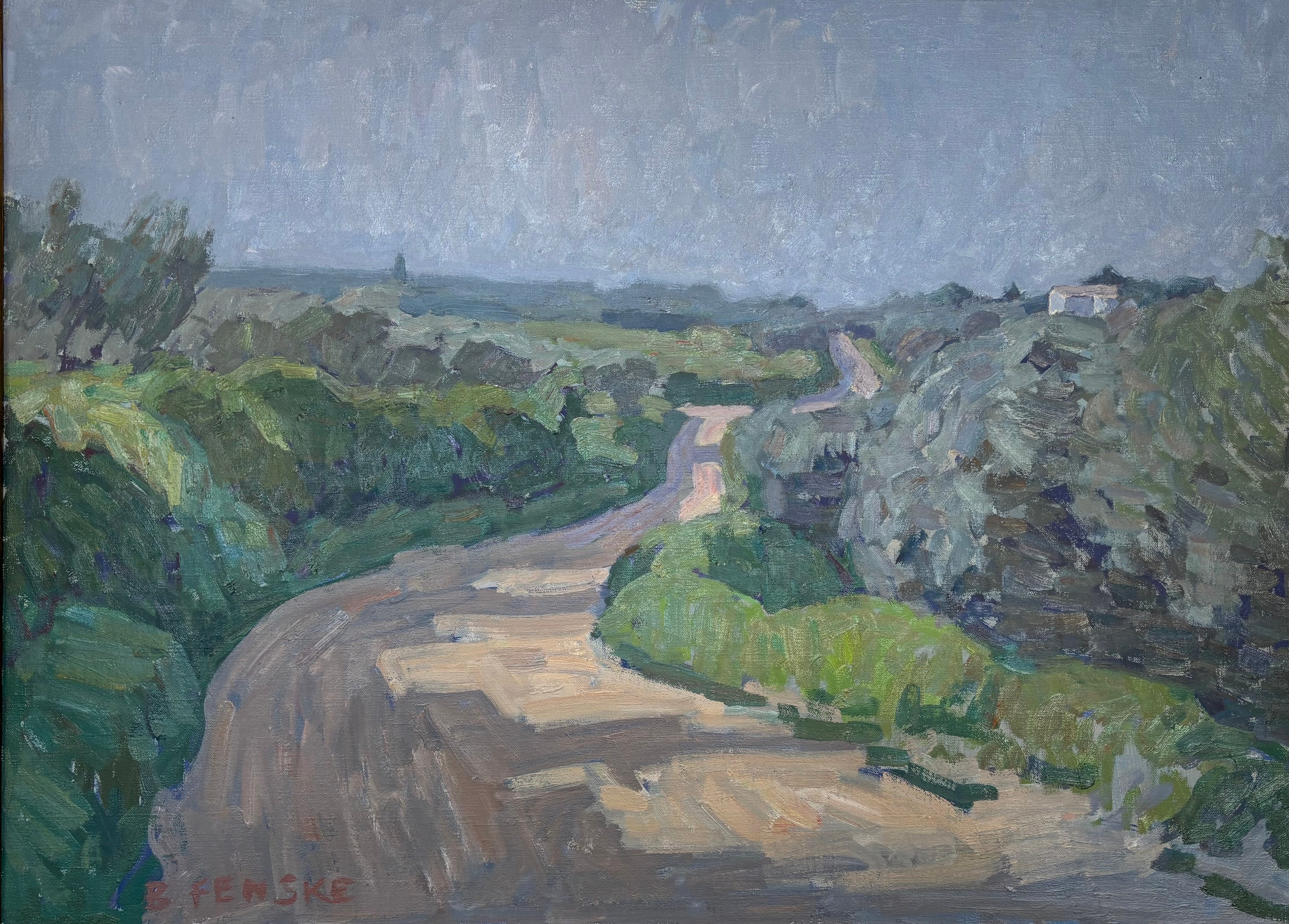 Ben Fenske Landscape Painting - "Campagne II" Oil Painting, Italy Landscape, Neo-Impressionist, Signed, Framed