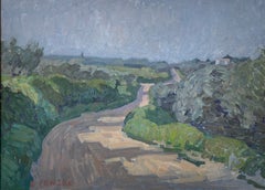 Campagne II Oil Landscape Painting, Neo-Impressionist, Signed, Framed