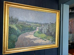 Campagne II Oil Landscape Painting, Neo-Impressionist, Signed, Framed