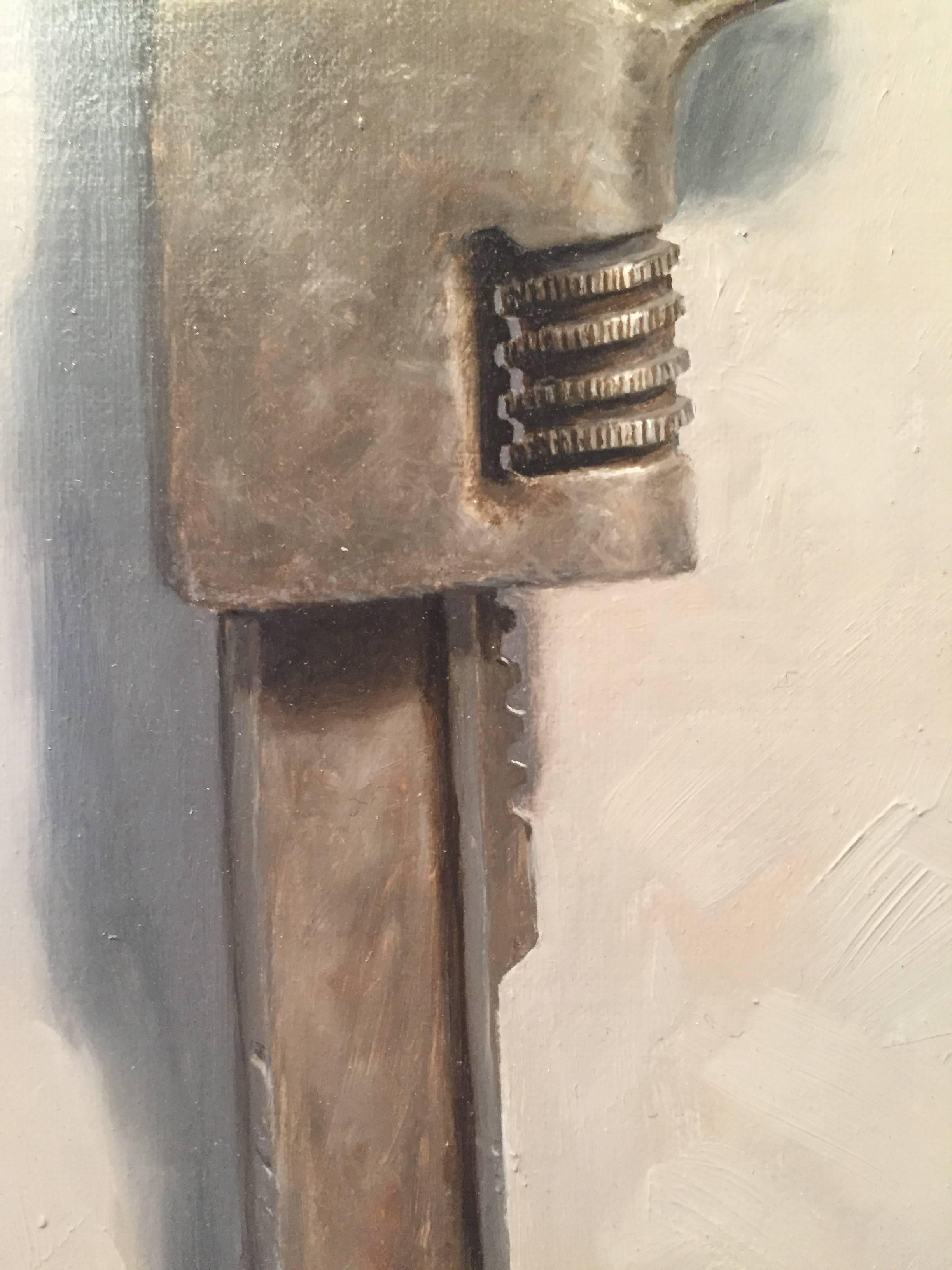 The Monkey Wrench - Gray Still-Life Painting by John Morfis