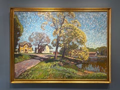 "Chase Creek" Oil Painting, Neo-Impressionist Landscape, Signed, Framed