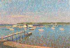 "Shelter Island Yacht Club" Oil Painting, American Impressionist, Framed, Signed