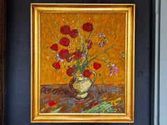 "Poppies II" Oil Painting, American Impressionist, Framed, 21st Century