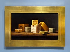 "Savons de Marseille" contemporary realist still life, oil painting, framed