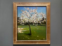 "My Apple Tree" Oil Painting on Copper, Garden Flora, Signed, Framed 29x25 inch