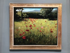"Amongst the Wildflowers" Oil painting, Landscape, Framed, Signed, 23.6x27.6in
