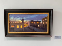 „Sag Harbor Alley“, gerahmtes Ölgemälde, 12 x 24, signiert von C. Bretzke