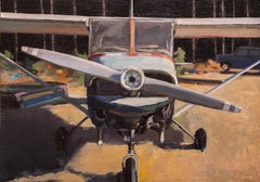 "Aeroplane" American Realist Oil Painting, Signed & Framed 17 x 23.75 inches